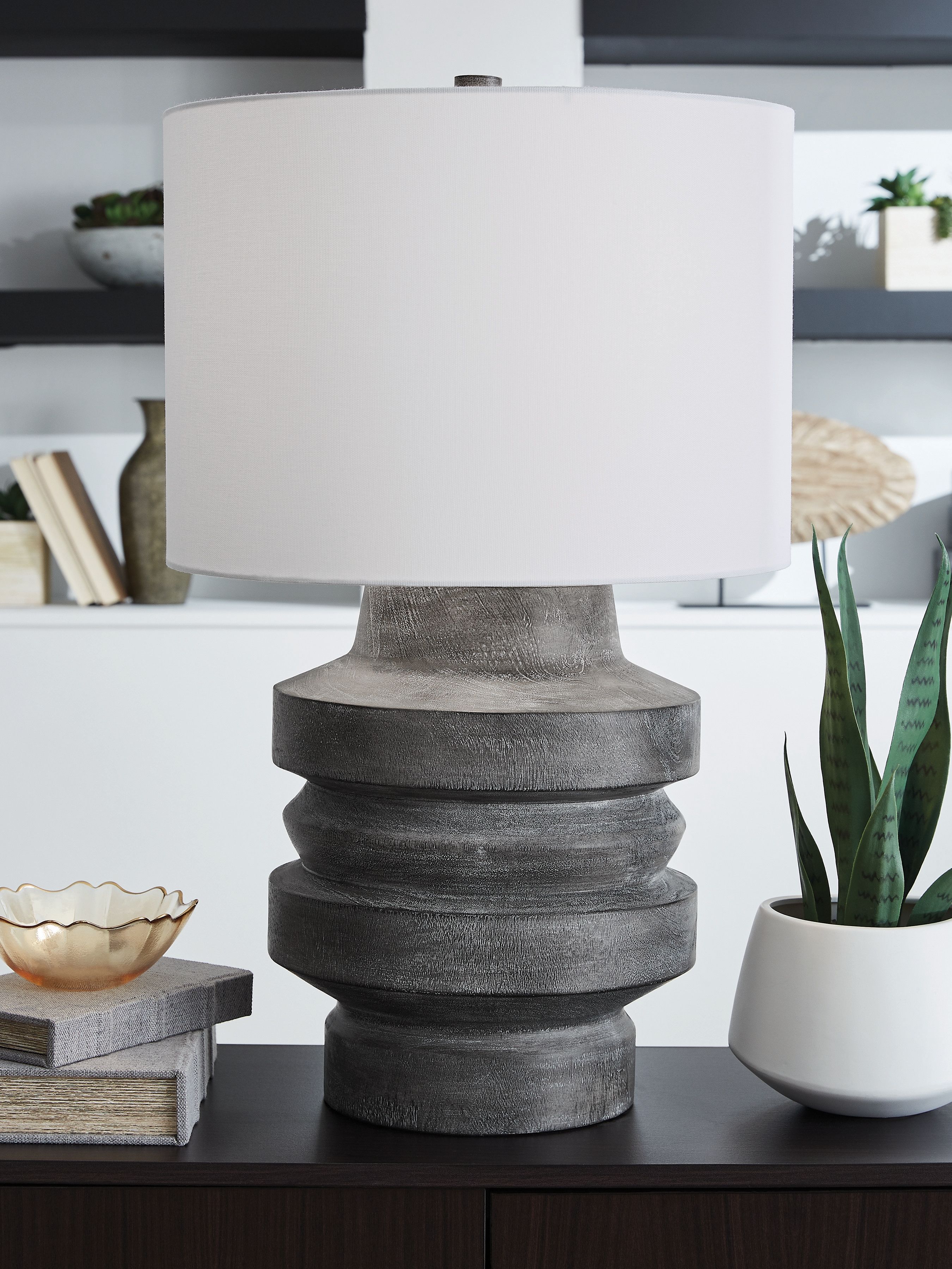 Ashley Furniture Wahida - Poly Table Lamp - Distressed Black - Image 2
