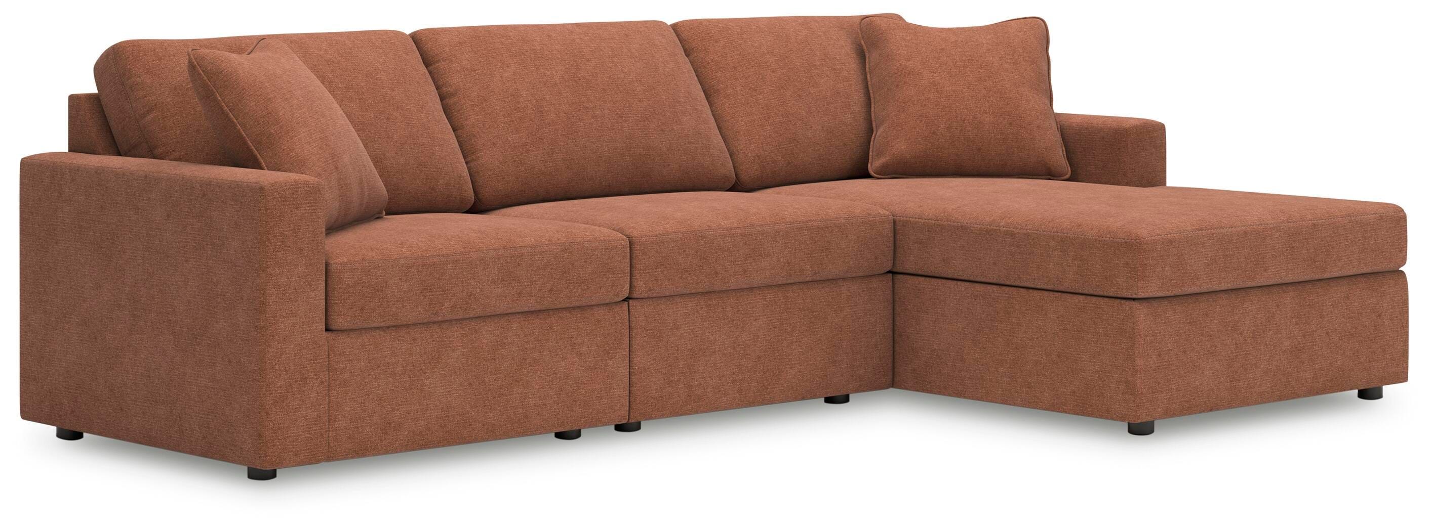 Modmax – 3-Piece Sectional Sofa With RAF Corner Storage Chaise – Spice