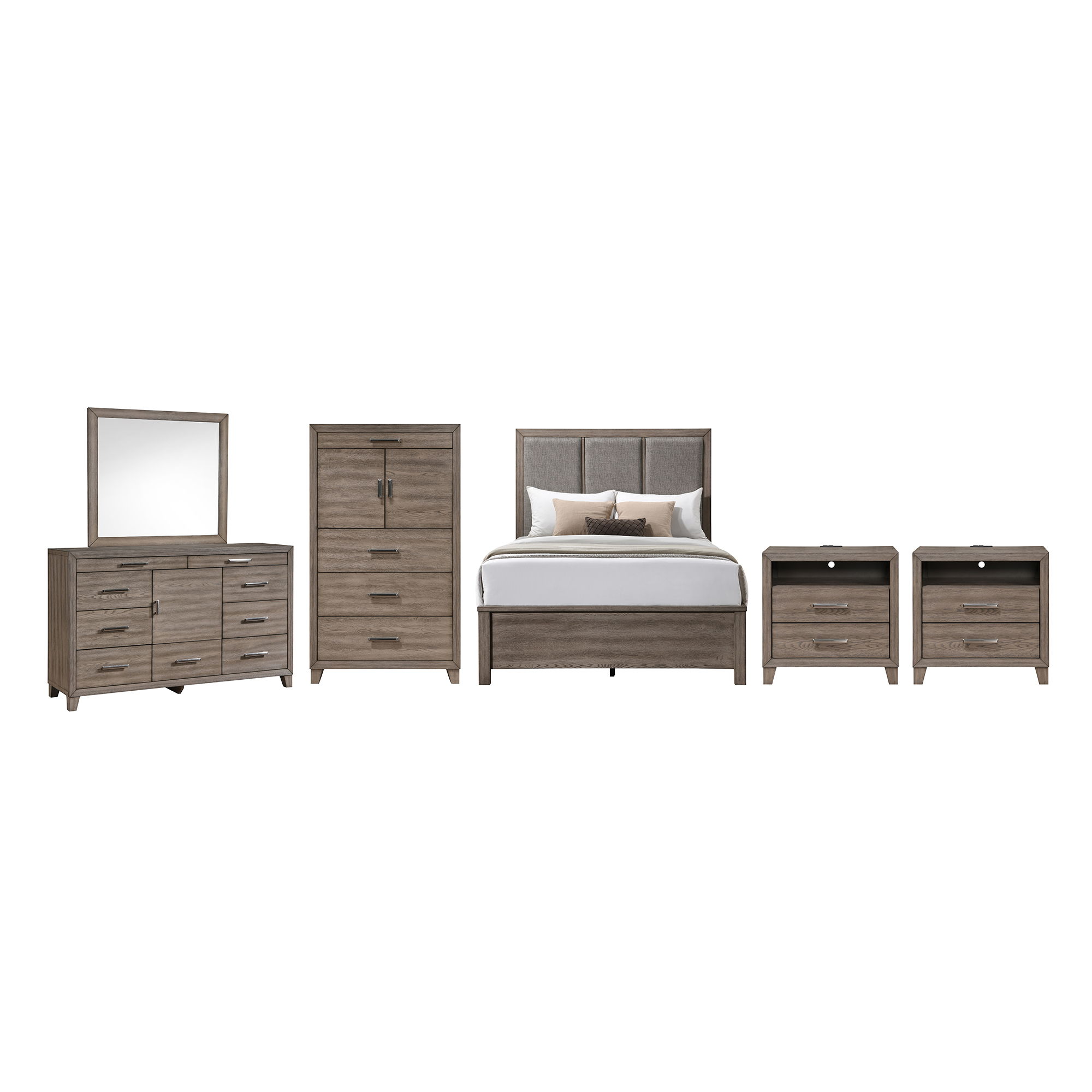 Queen · 6 Pc · Bed, Dresser, Mirror, Chest, 2 Nightstands