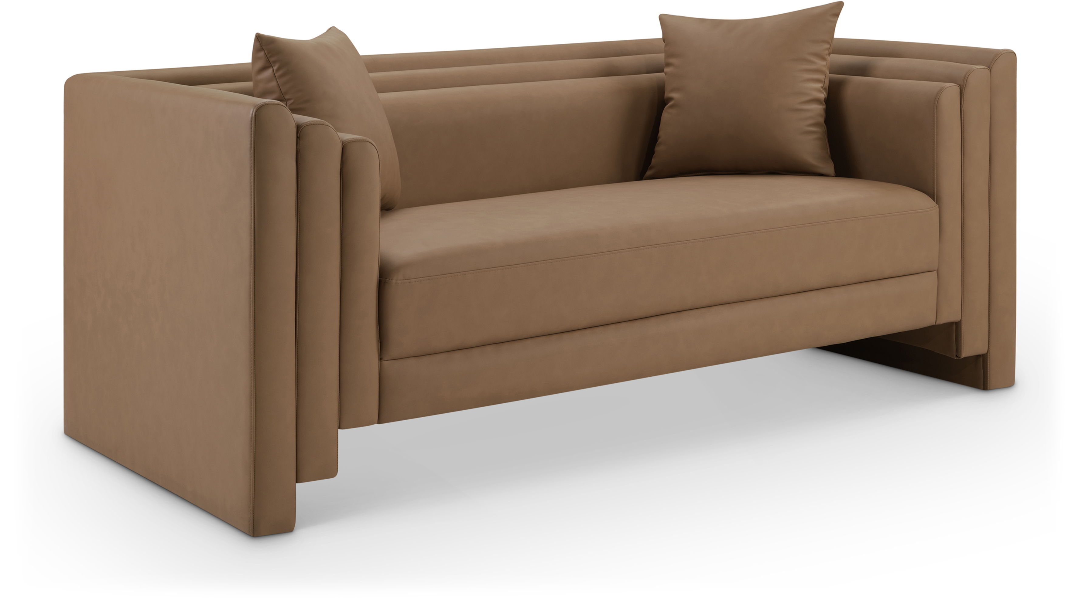 Everett - Vegan Leather 67" Upholstered Loveseat - Brown