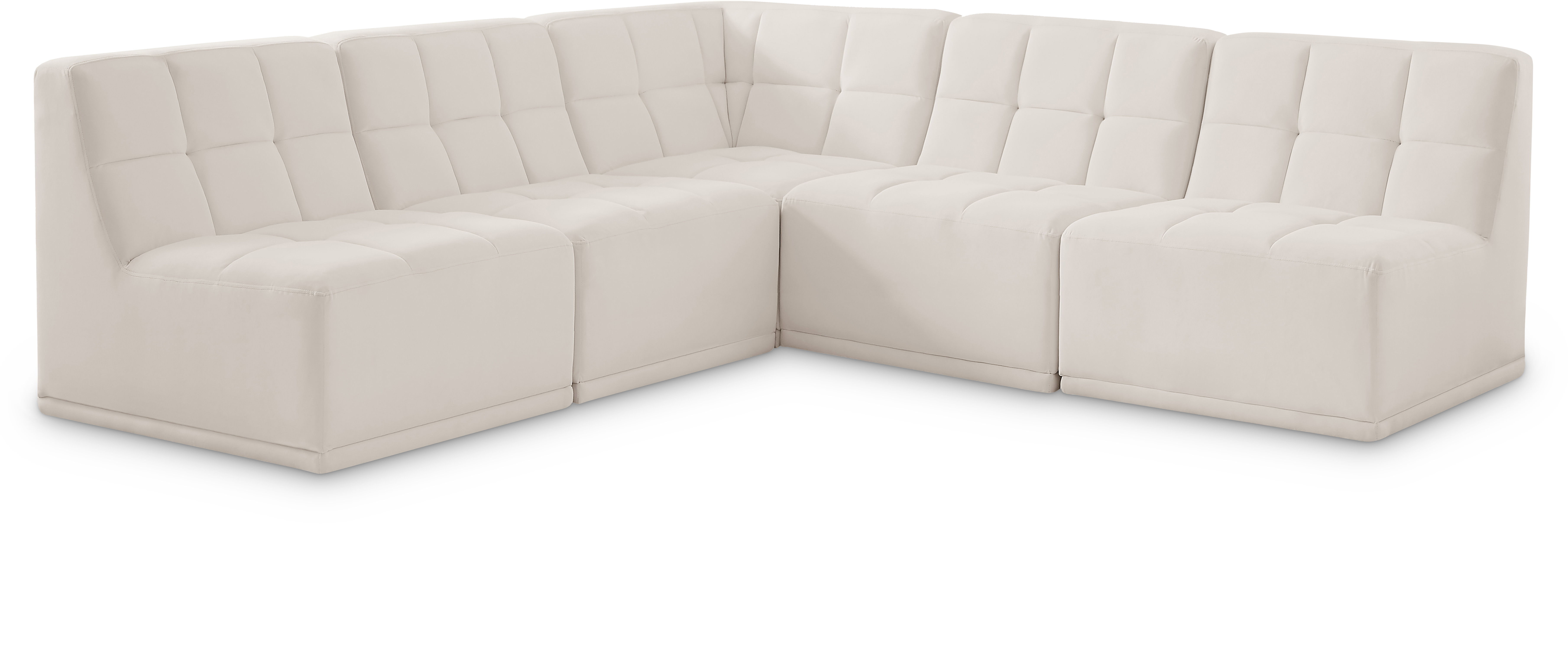 Relax - 5 Piece Modular Corner Armless Sectional - Cream