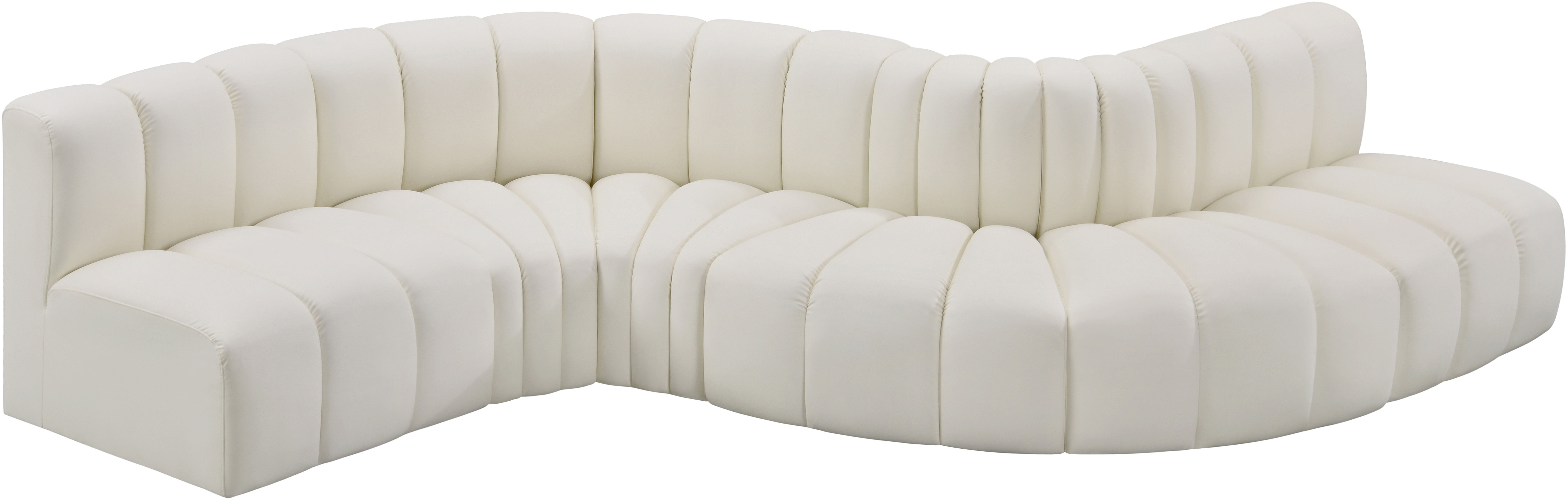 Arc - Faux Leather 6 Piece Curved Modular Sofa - Cream
