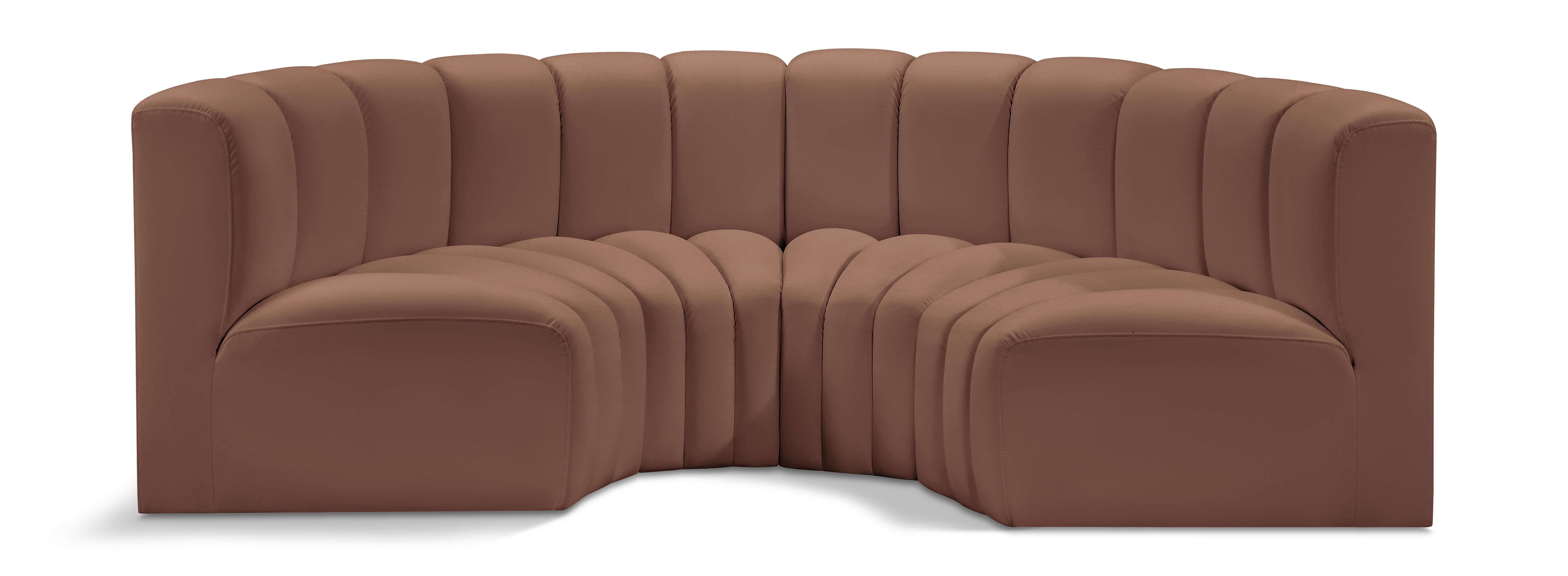 Arc - Faux Leather 4 Piece U-Shaped Modular Sofa - Cognac