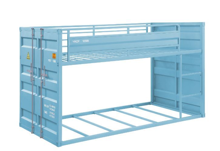 Cargo - Twin Over Twin Bunk Bed - Aqua, light blue