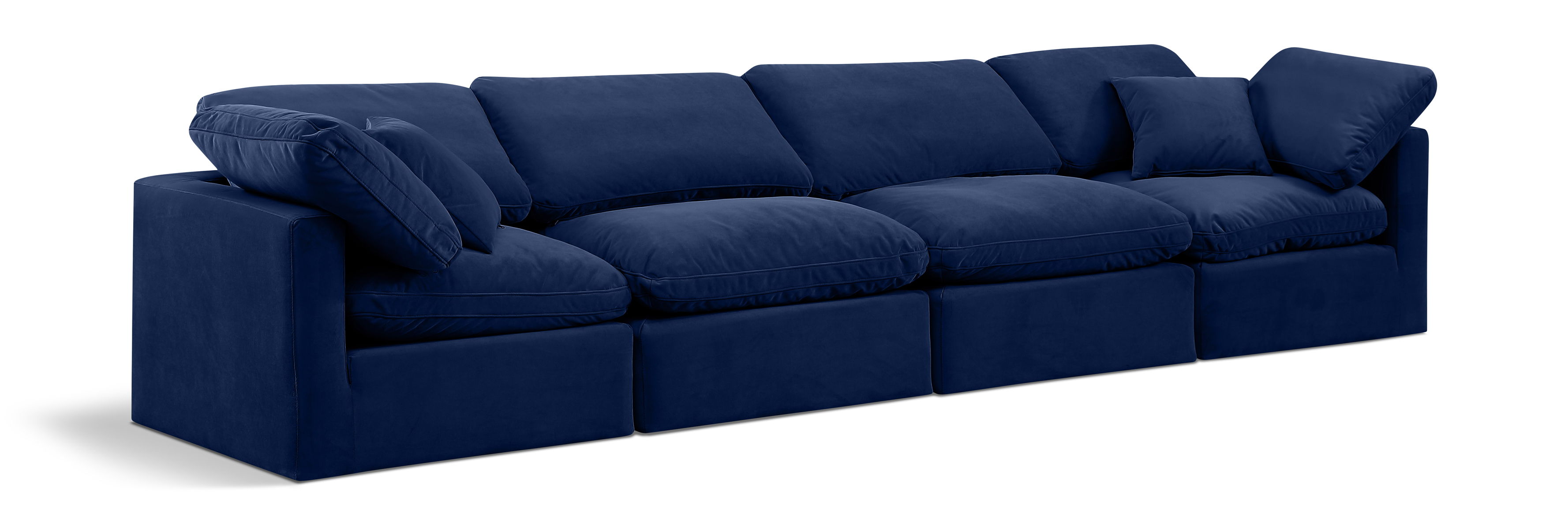 Indulge - Velvet 4 Seat Modular Sofa - Blue