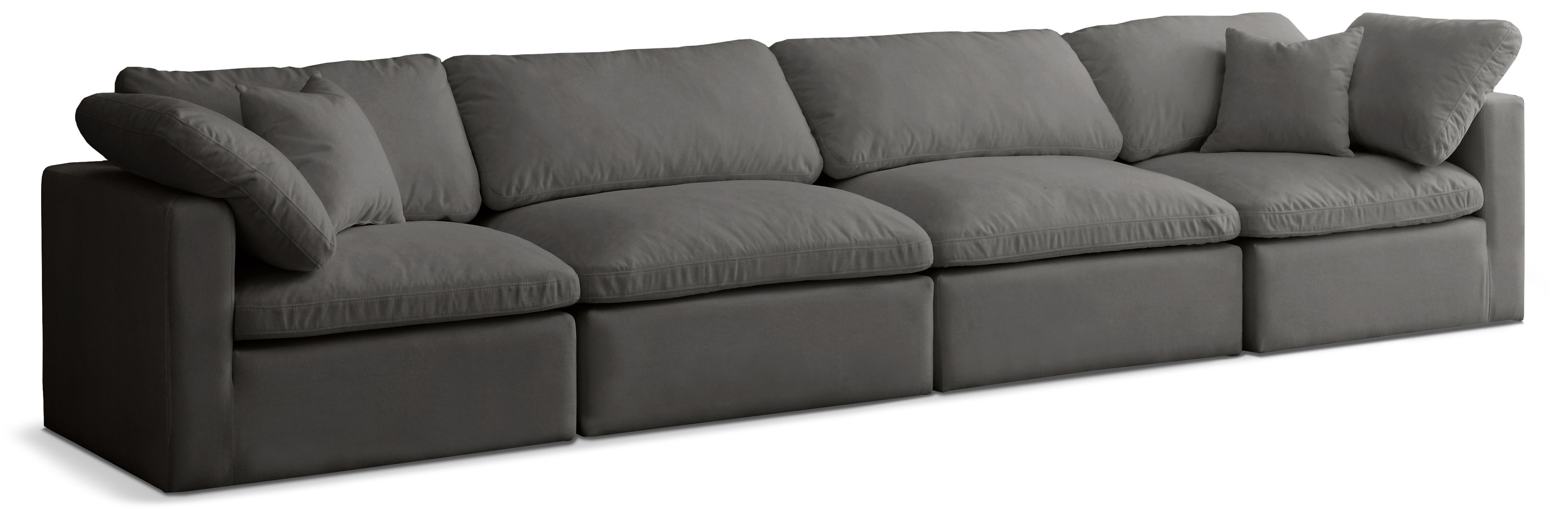 Plush - 4 Seat Modular Sofa - Gray
