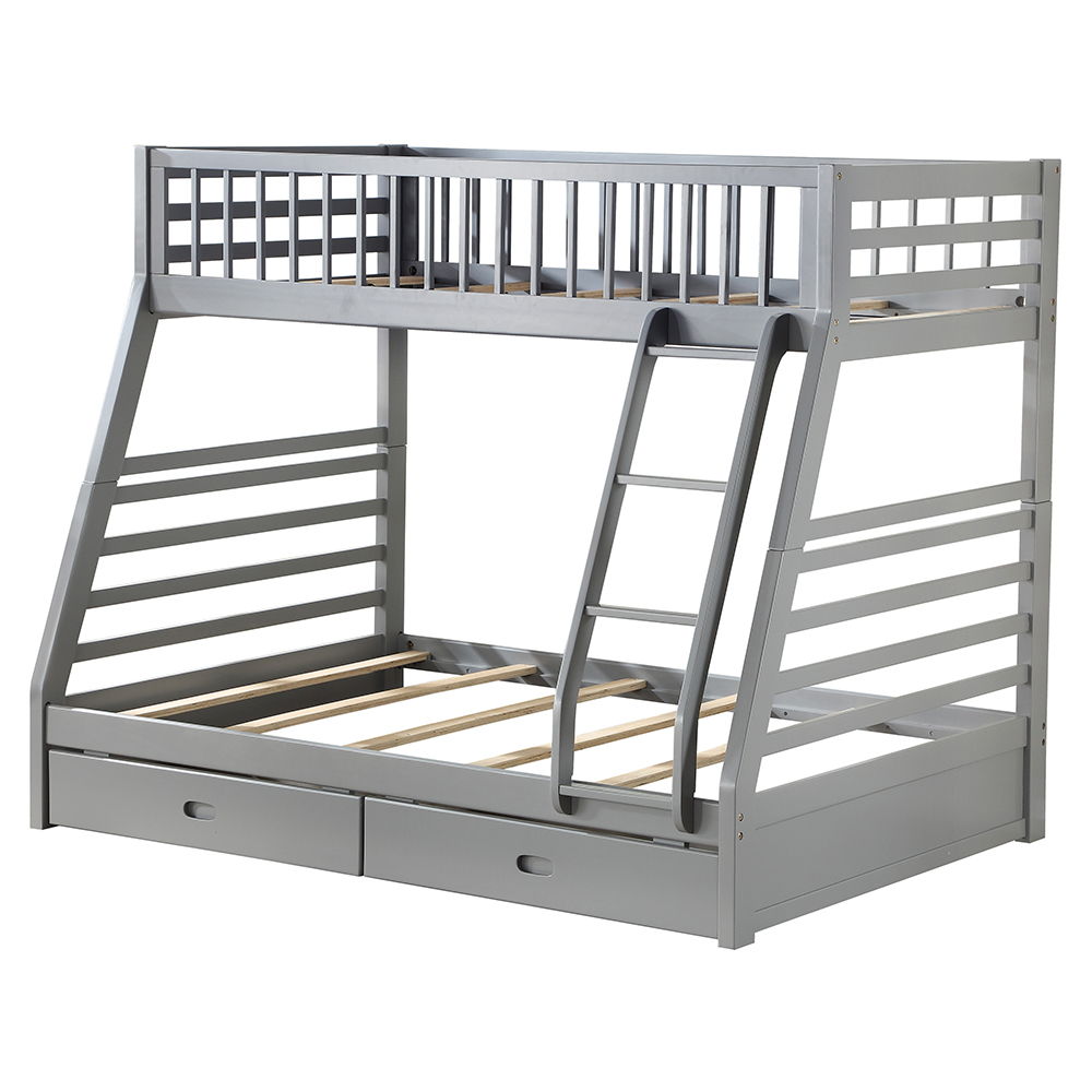 Jason - Twin Over Full Bunk Bed With Storage - Gray, dark gray, view 2