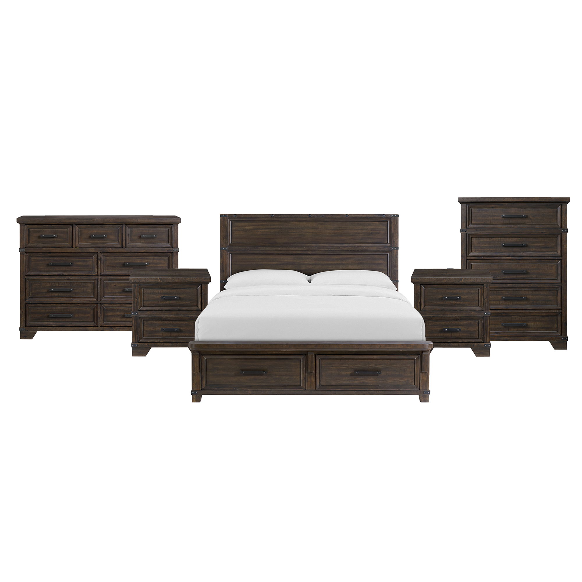 King · 5 Pc · Bedroom Set With 2 Nightstands, Dresser & Chest
