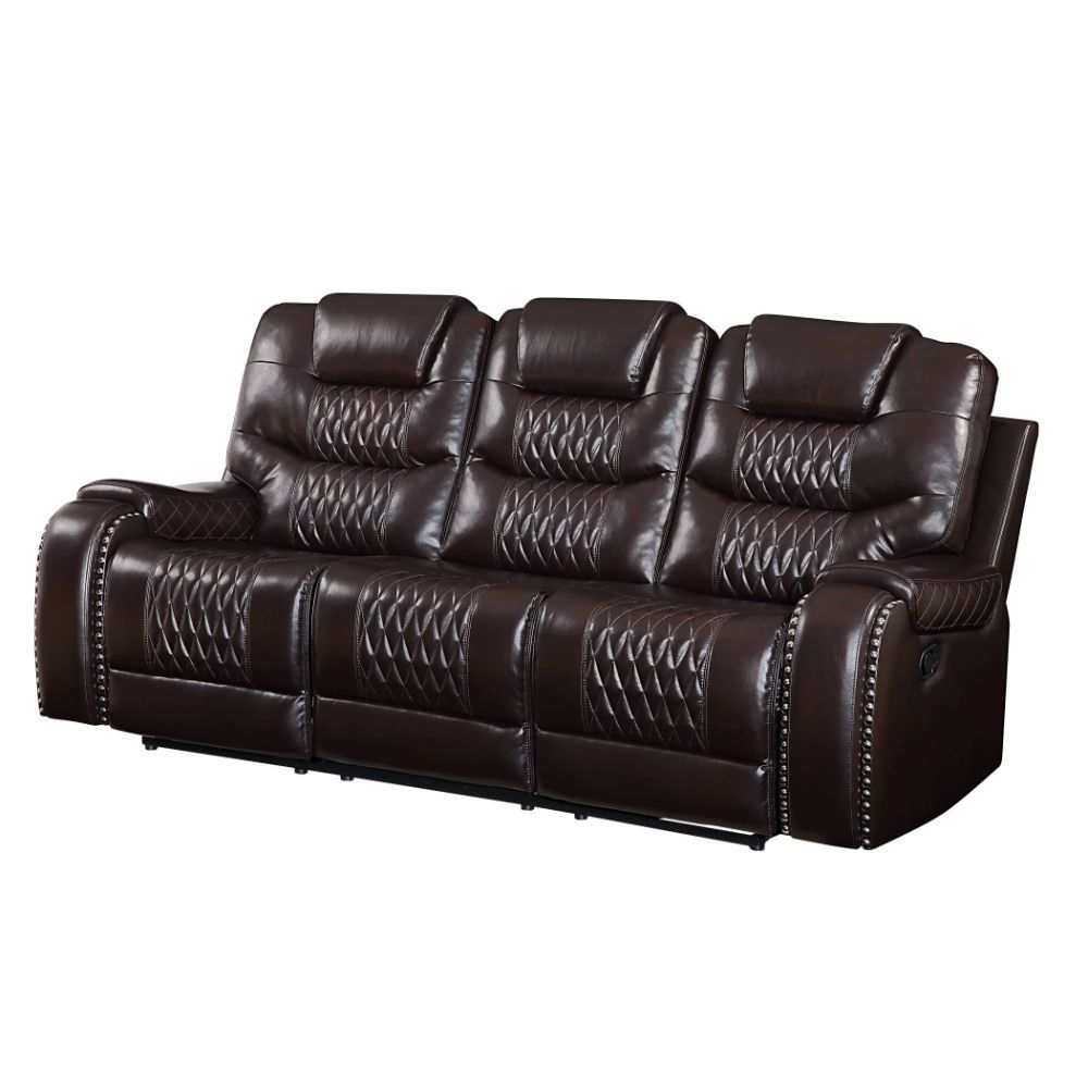 Braylon - Motion Sofa - Brown Synthetic Leather, dark brown