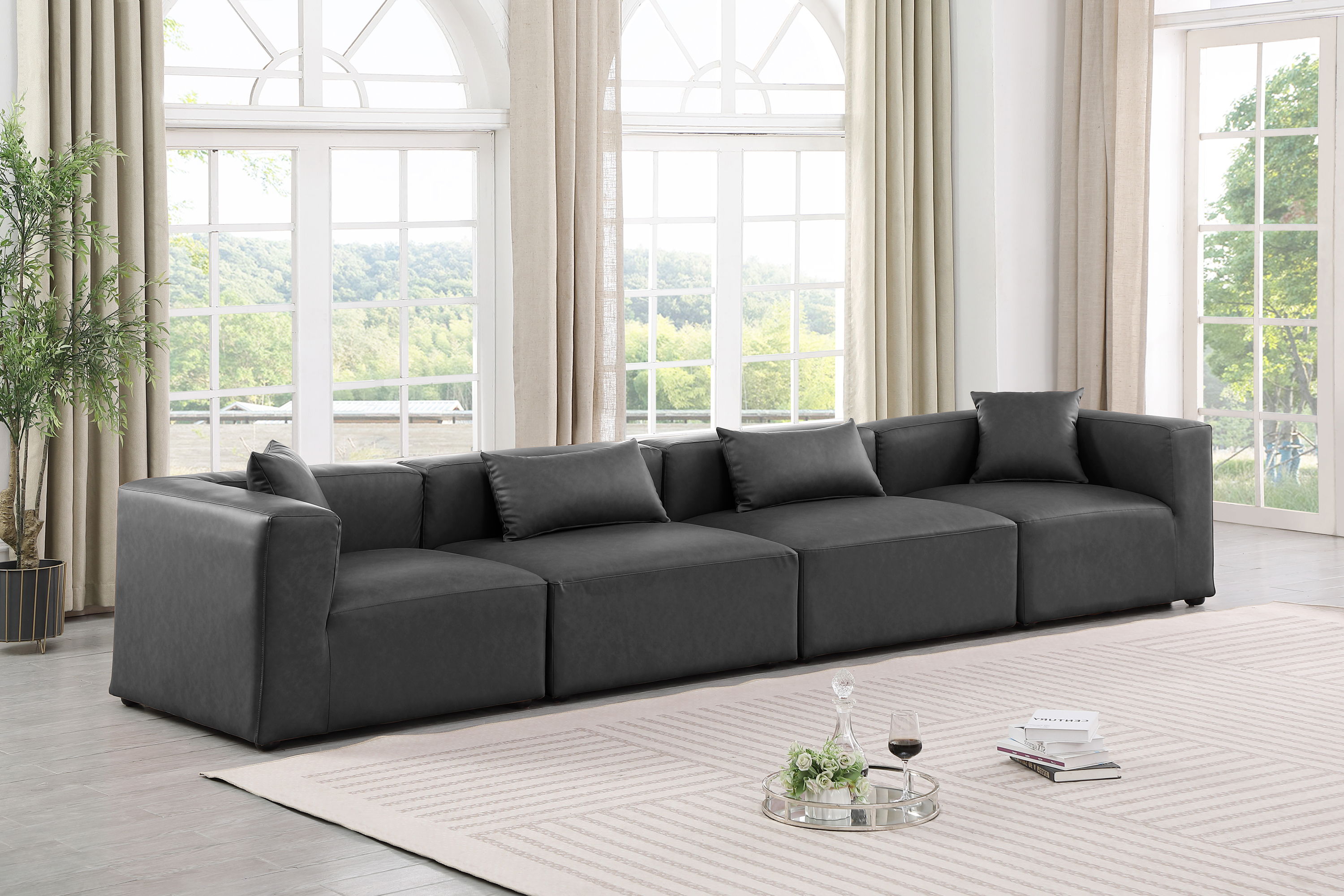 Cube - Modular 4 Piece Sofa - Charcoal Gray