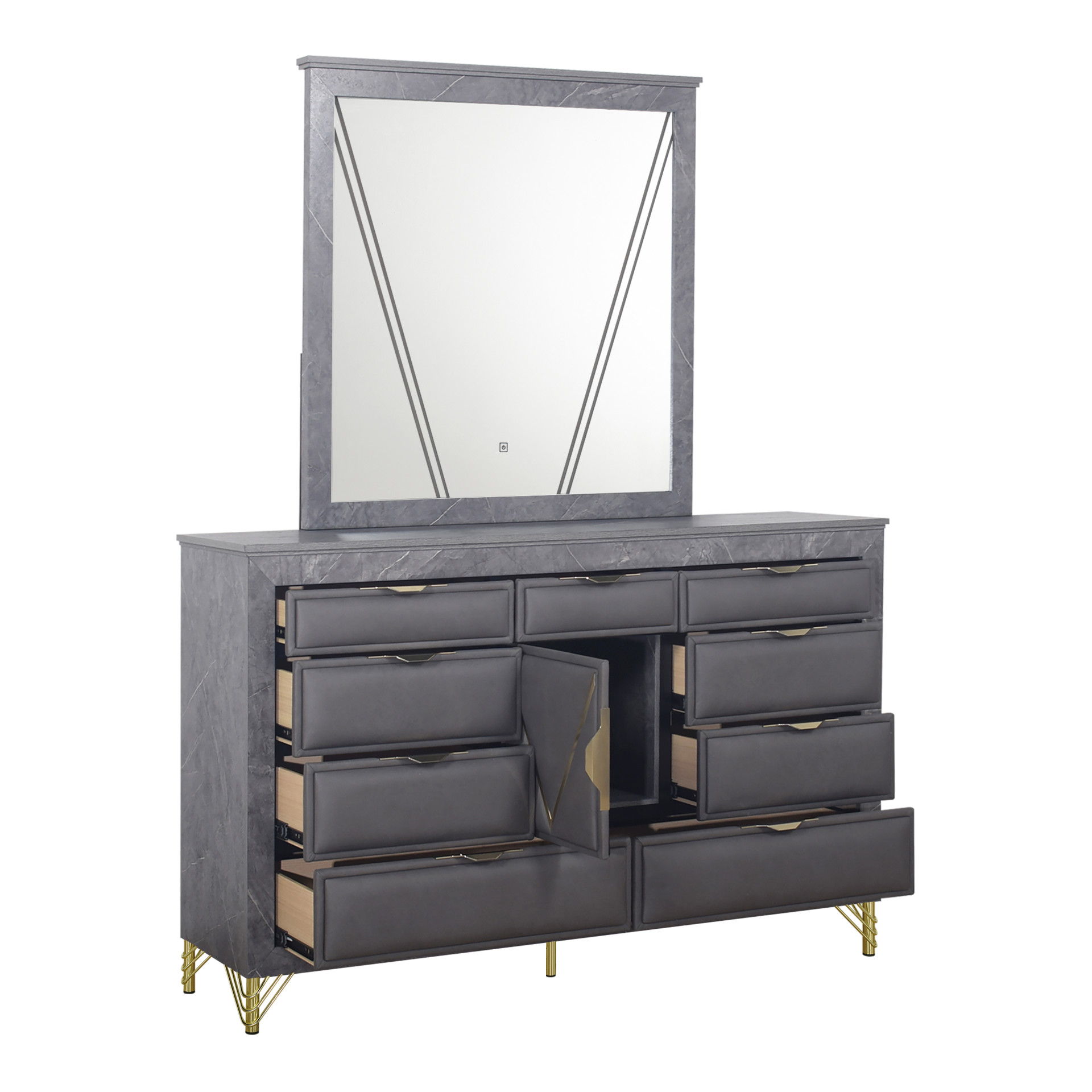 Symmetry - Lighted Mirror - Charcoal, dark gray, view 4