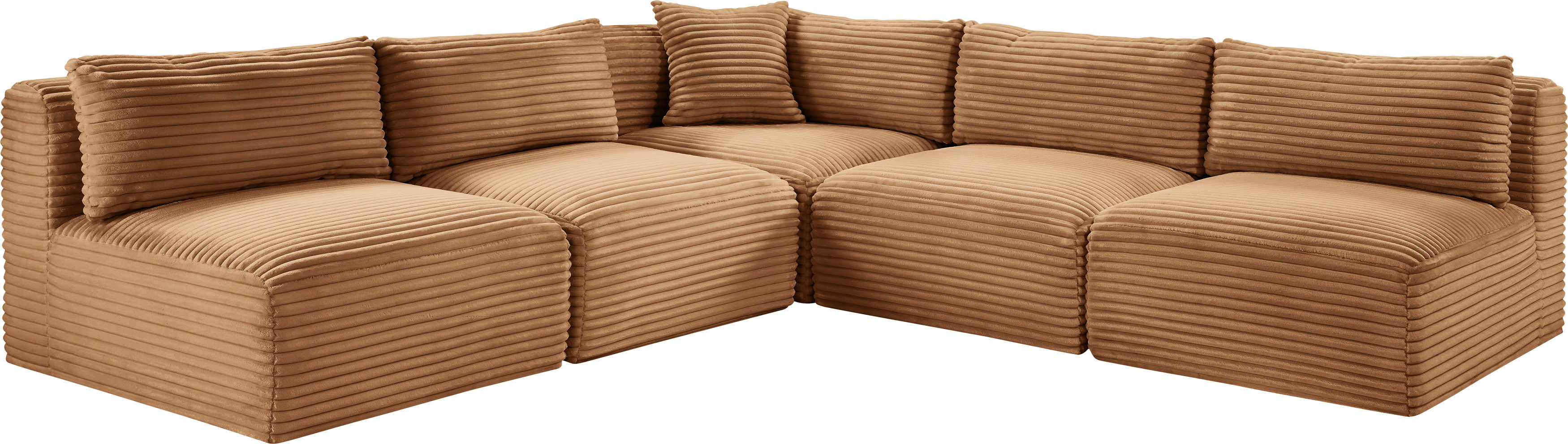 Shaggy - 5 Piece Modular Corner Armless Sectional - Saddle