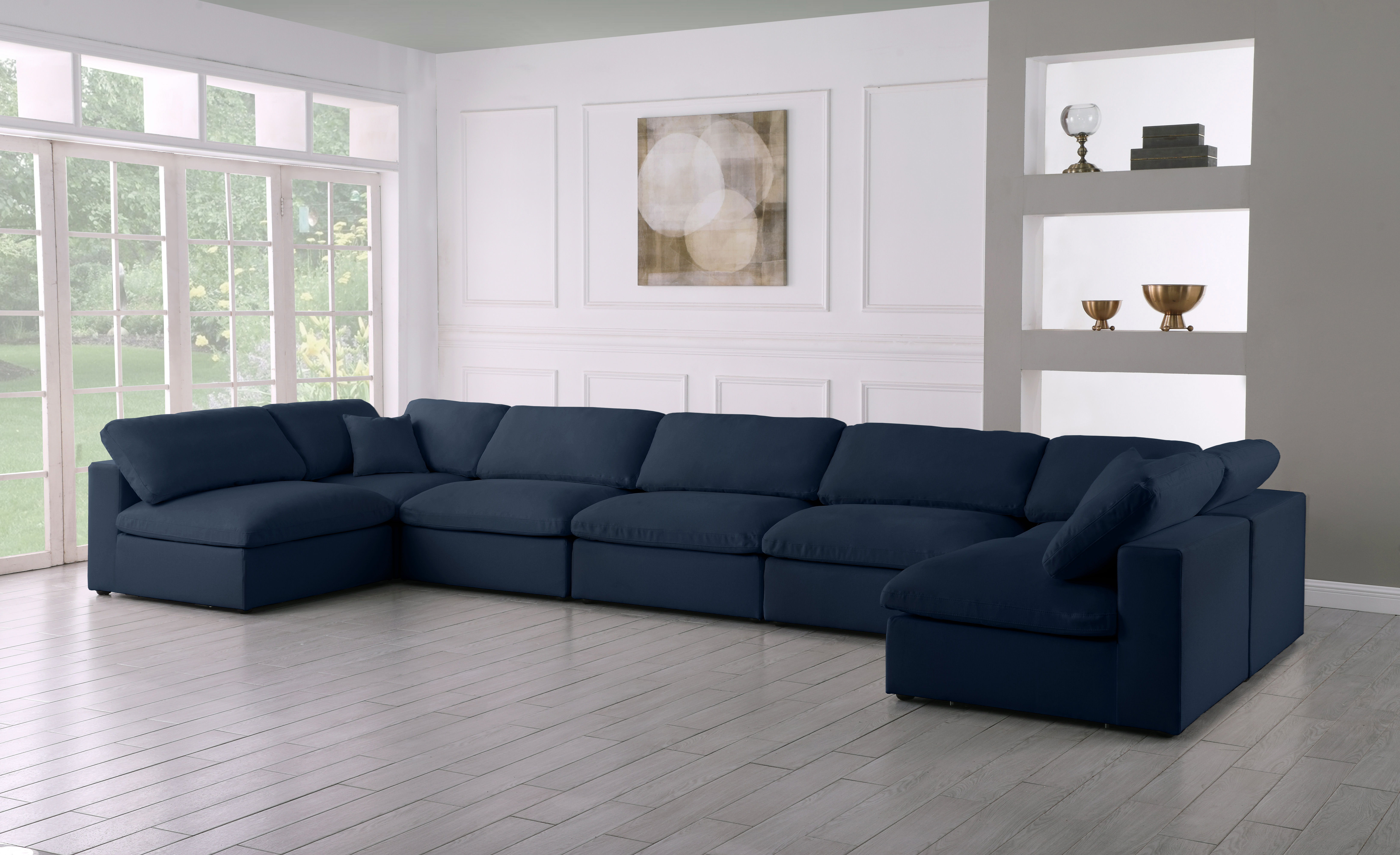 Serene - 7 Piece Modular U-Shaped Sectional - Navy