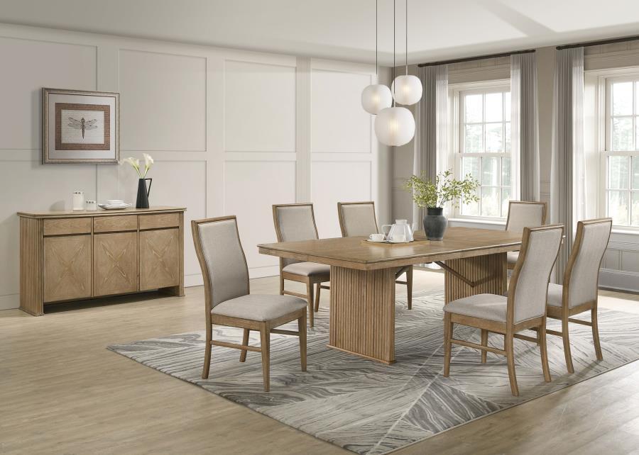 Adina - 8 Piece Extension Dining Set - Distressed Light Brown Image
