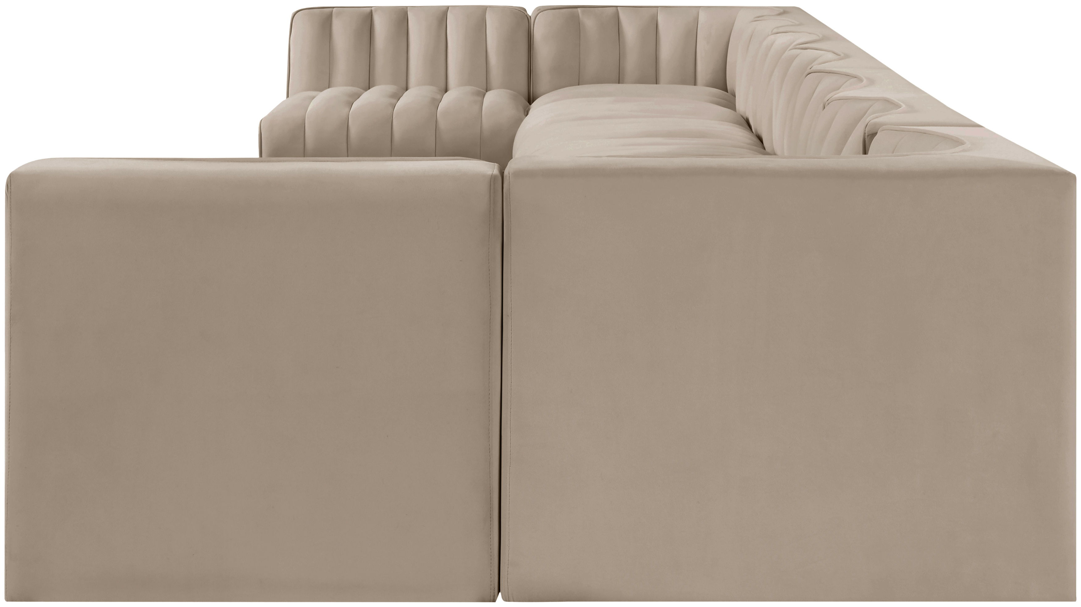 Rummi - Armless Velvet Performance Fabric Upholstered 9 Piece Modular Sectional - Beige