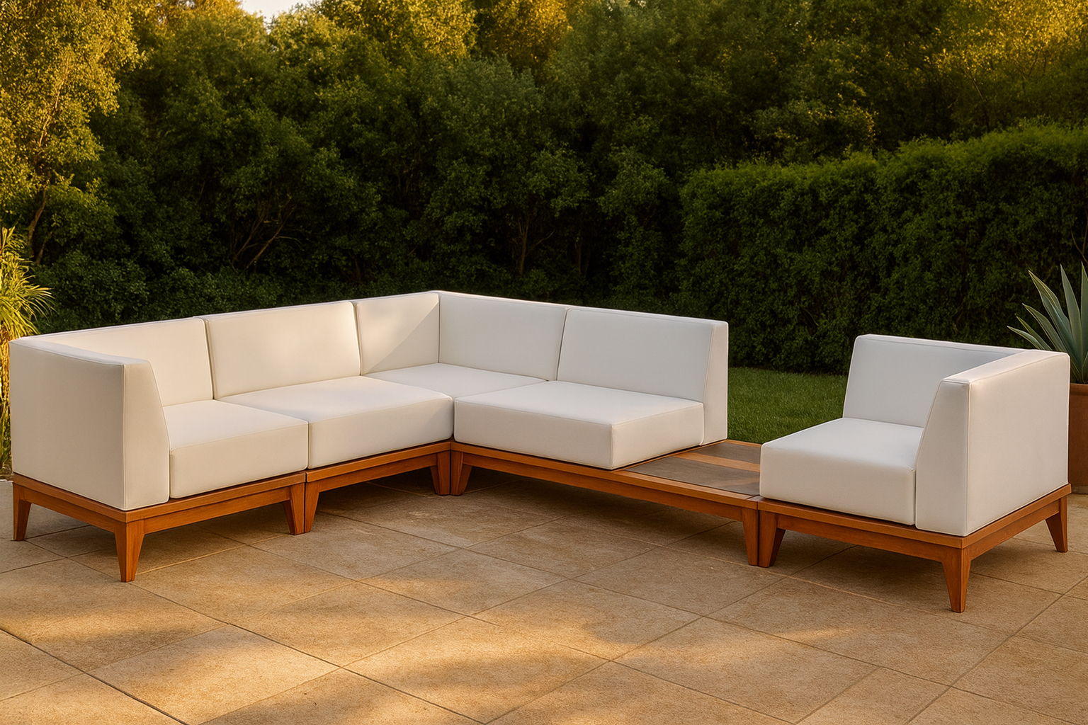 Rio - 5 Piece Wood Modular Sectional - Off White