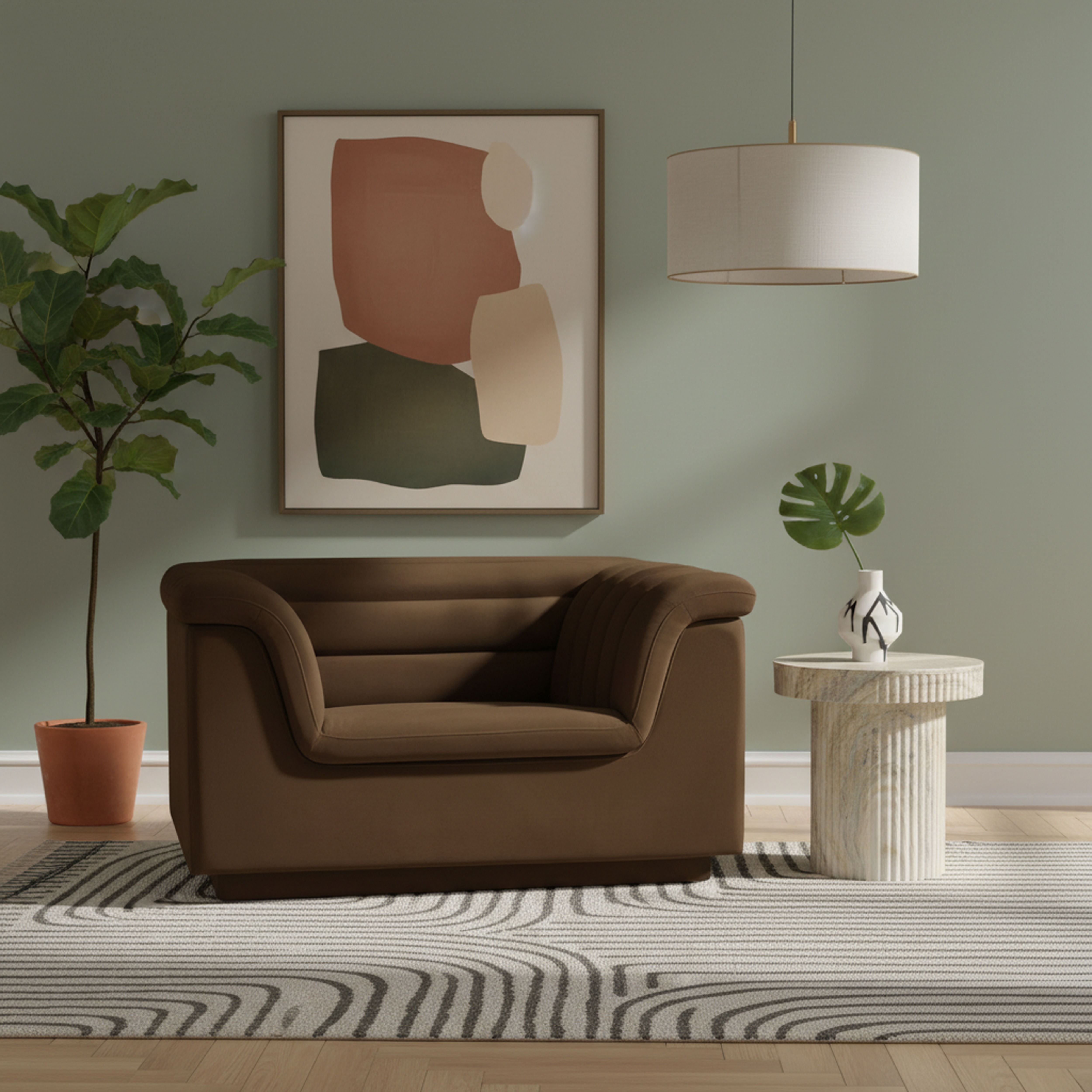 Cascade - Velvet Chair - Brown
