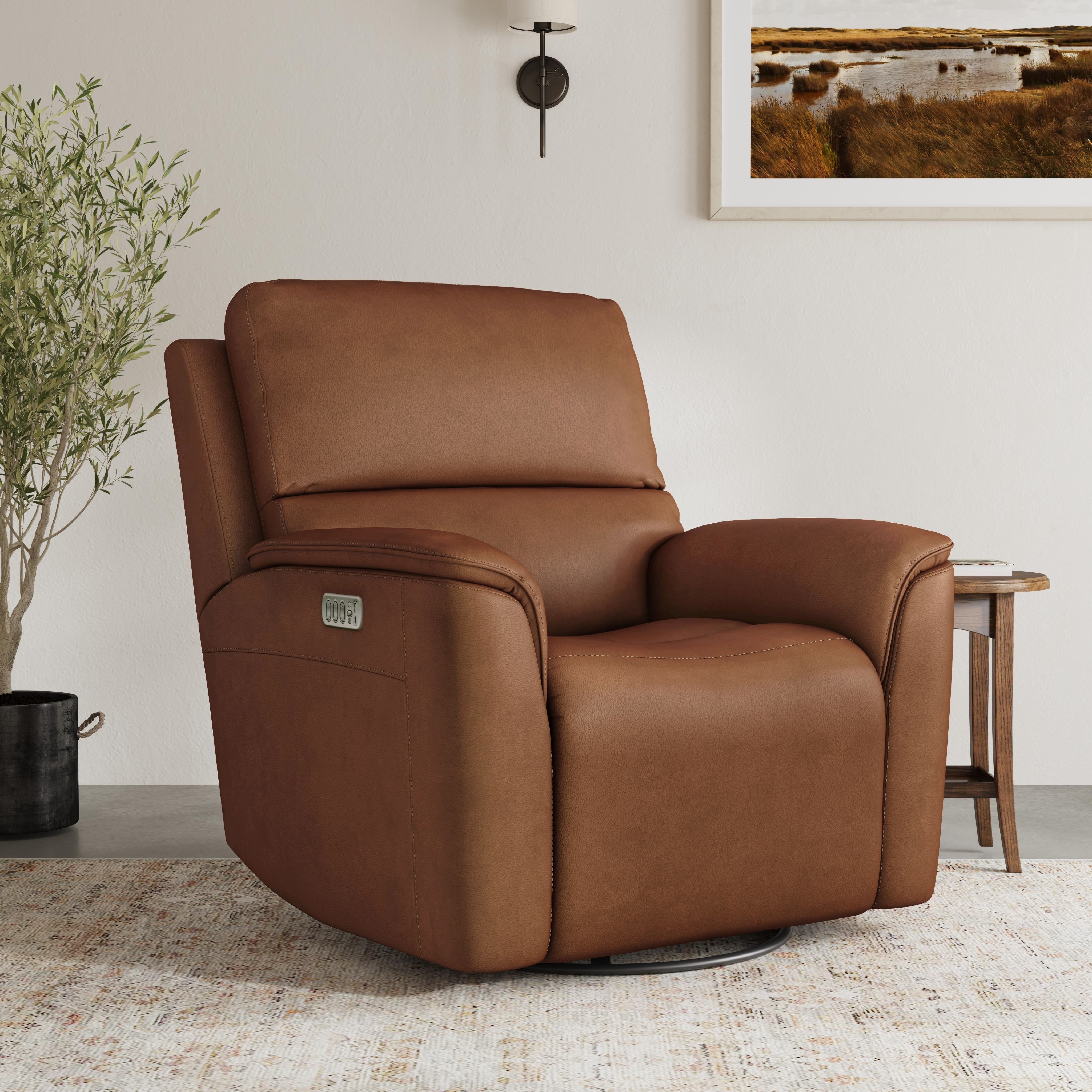 Henry - Power Swivel Gliding Recliner With Power Headrest, Lumbar, Heat & Massage - Caramel Image