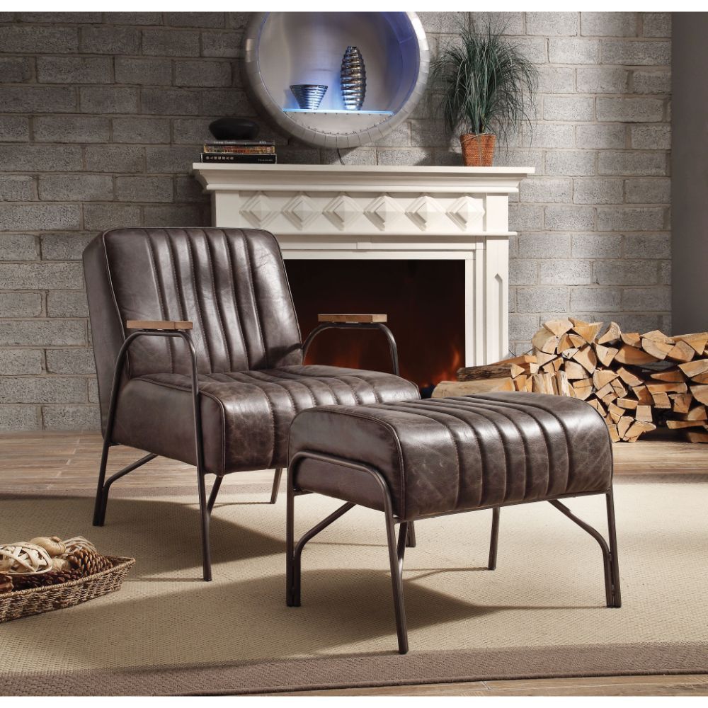 Sarahi - Accent Chair - Distress Espresso Top Grain Leather, black, view 2