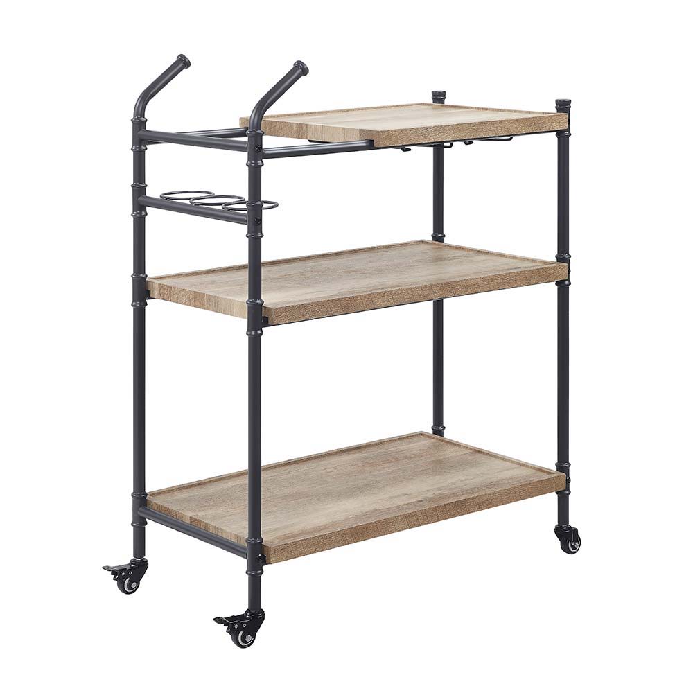 Brantley - Serving Cart - Oak & Sandy Black, light brown