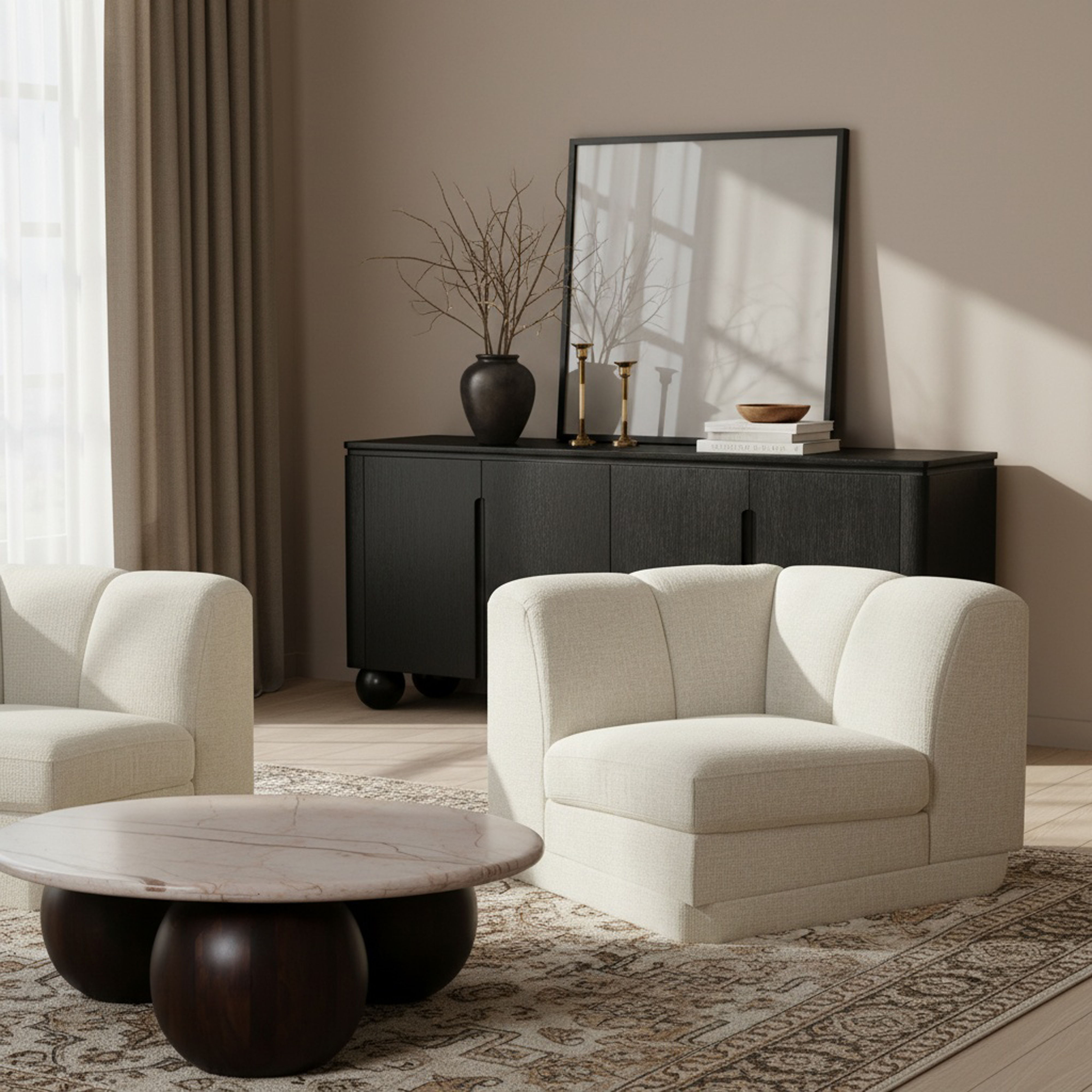 Modari - Fabric Upholstered Corner Chair - Cream