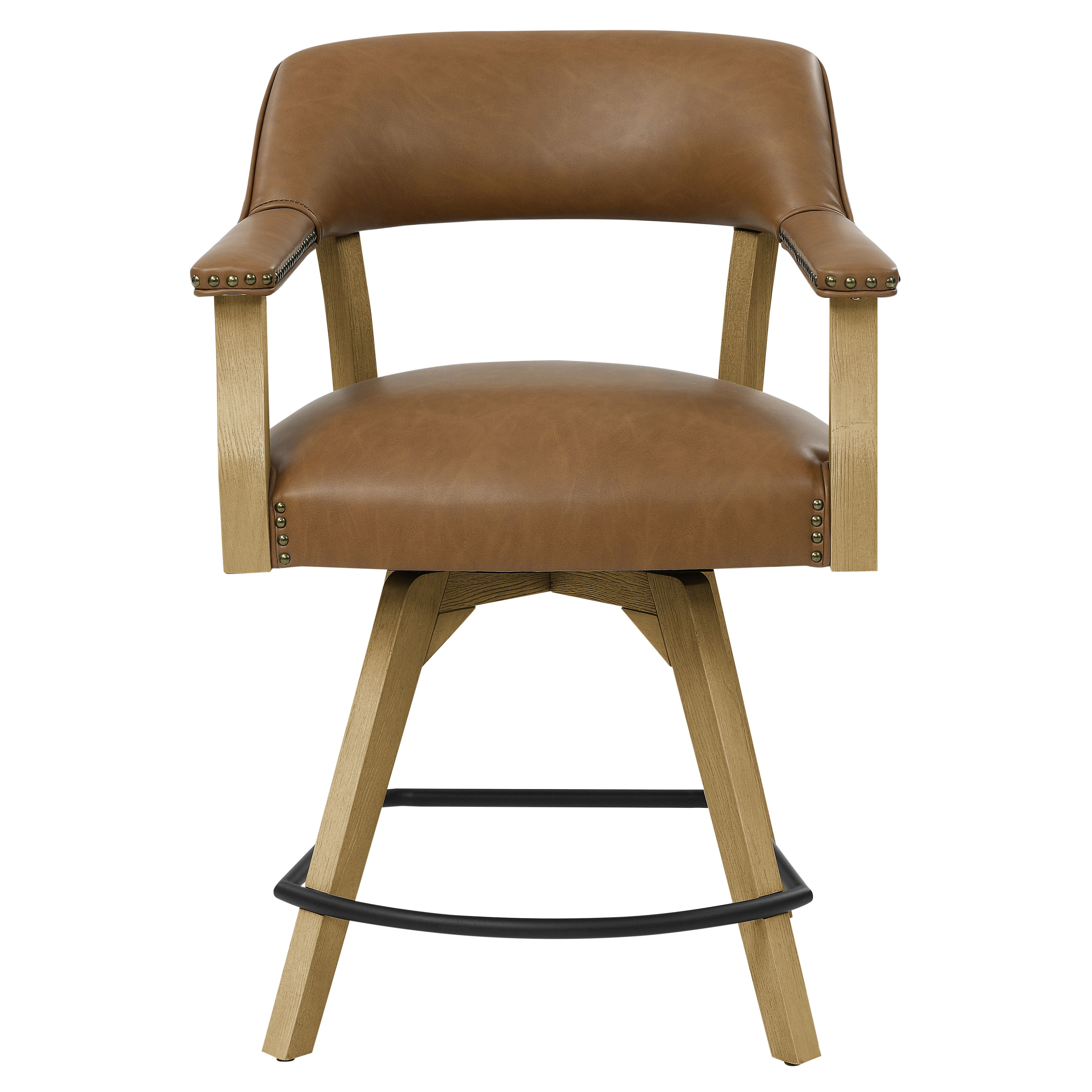 Swivel Vegan Leather Counter Chair