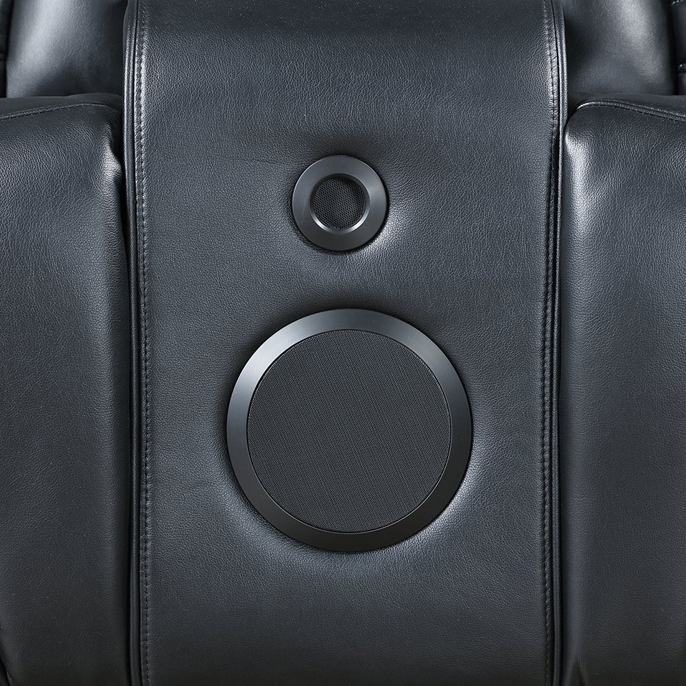 Ephron - Power Motion Loveseat With Console, Power Headrests, LED & Speakers - Black, black, view 6