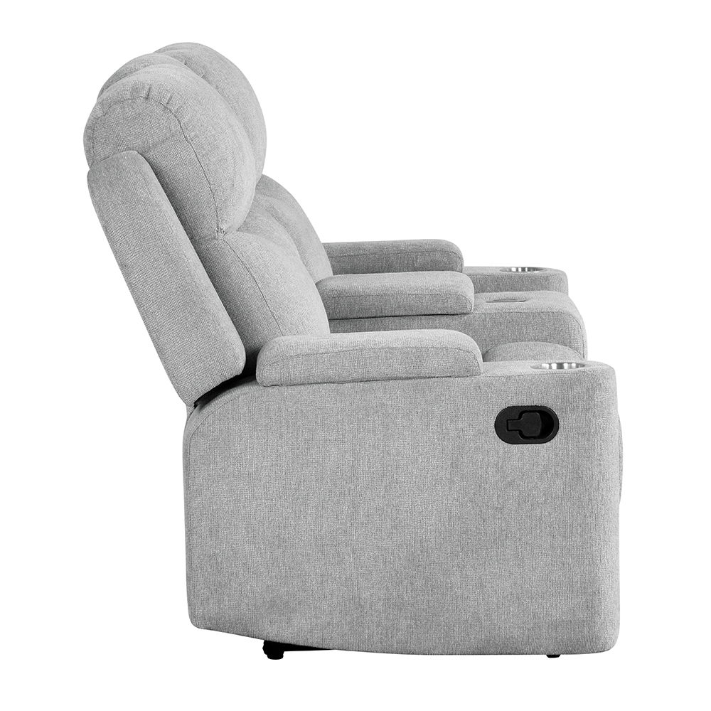 Galya - Motion Loveseat With Console - Light Gray Chenille, light gray, view 3