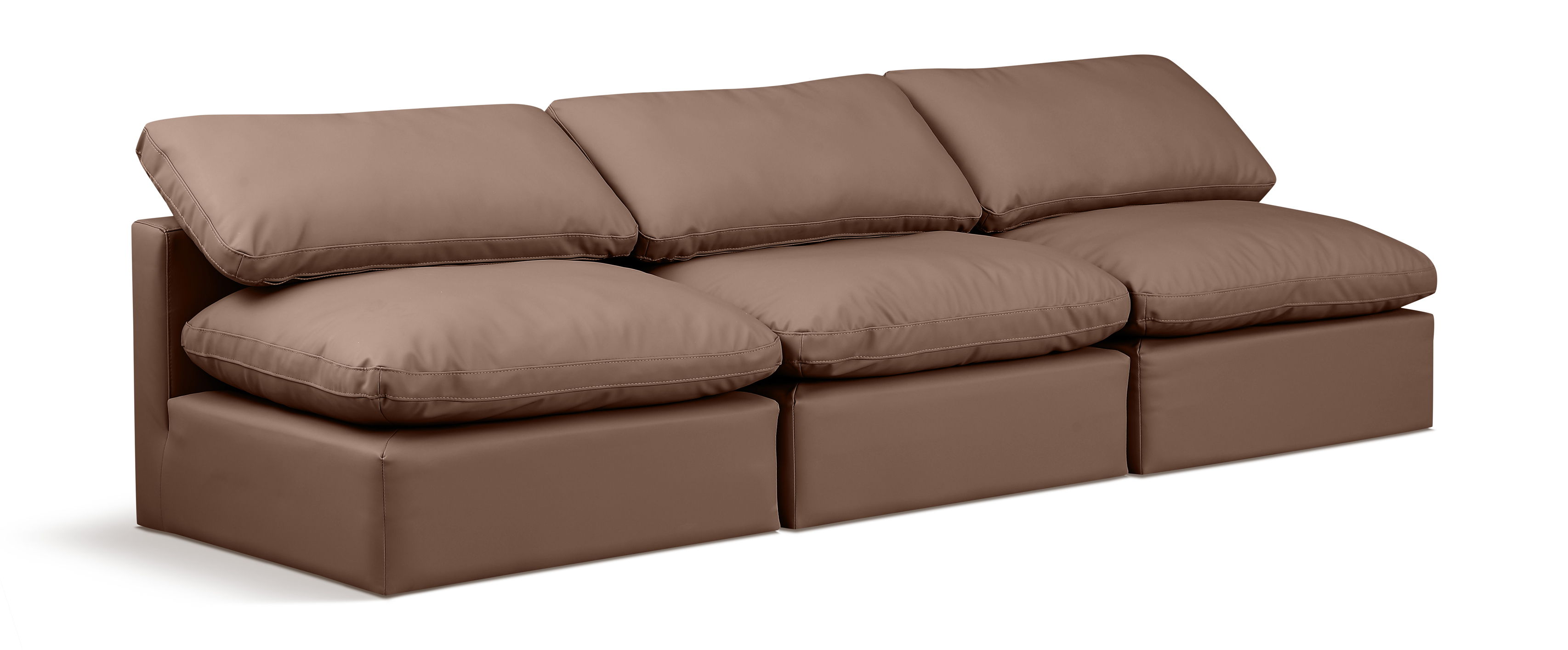 Indulge - Faux Leather 3 Seat Modular Armless Sofa - Brown