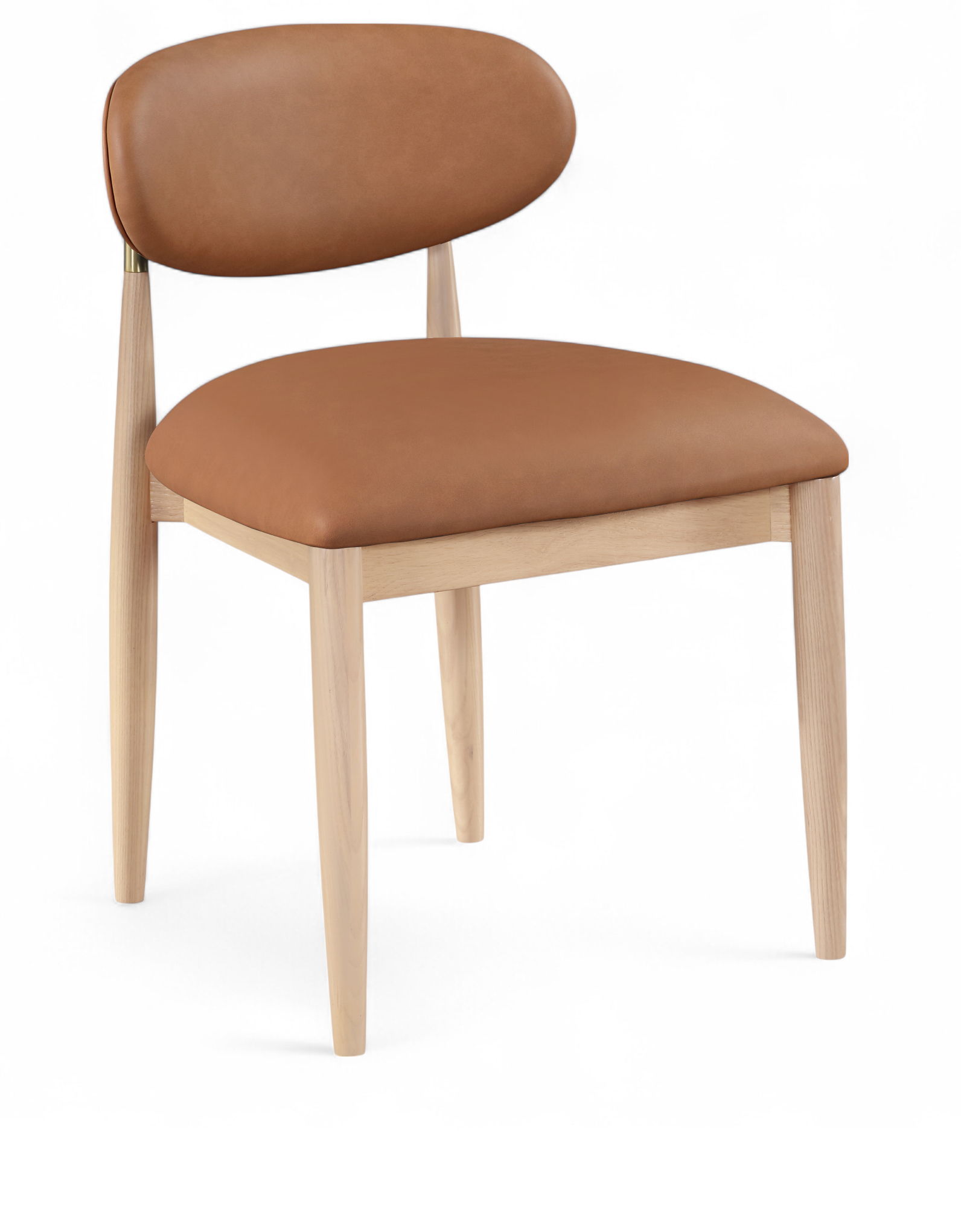 Riccio - Vegan Leather Dining Side Chair (Set of 2) - Cognac