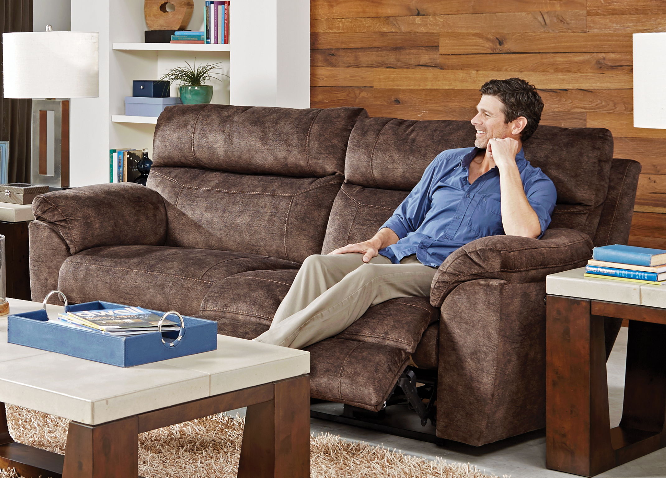 Sedona - Power Lay Flat Reclining Sofa With Power Adjustable Headrest - Mocha