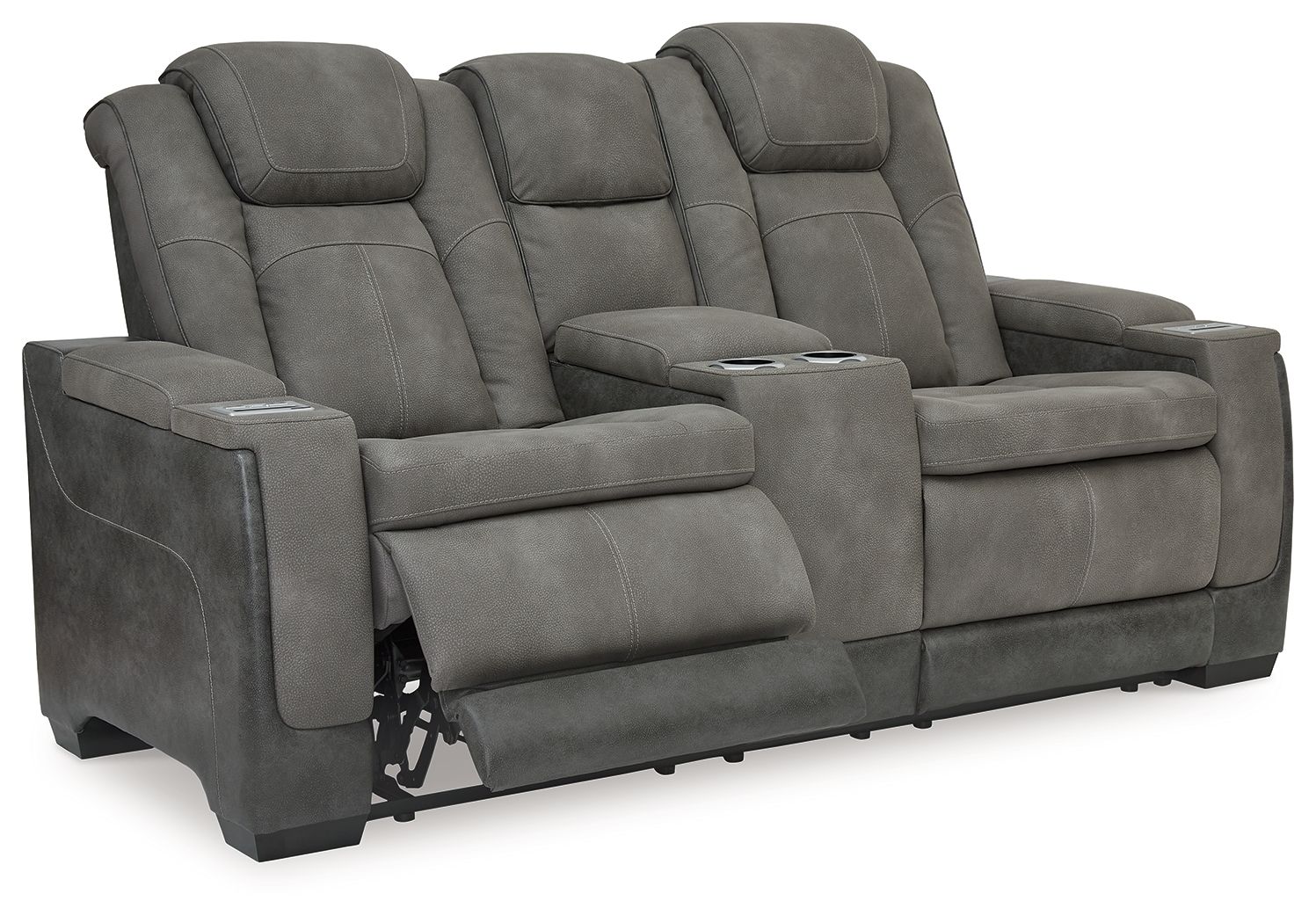 Next-Gen Durapella - Power Reclining Loveseat with Console/Adj Headrest - Slate