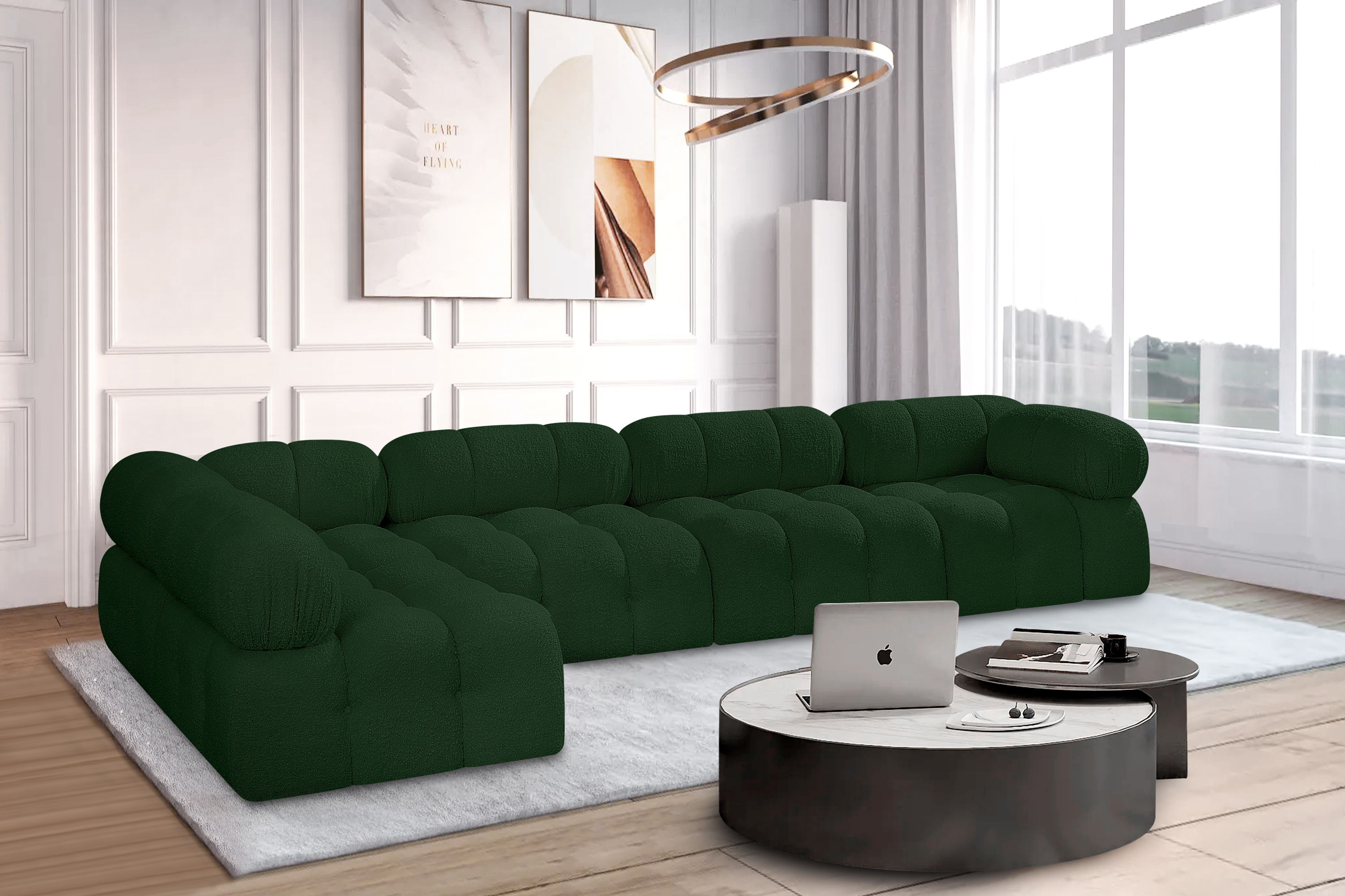 Ames - 5 Piece Modular L-Shaped Sectional - Green