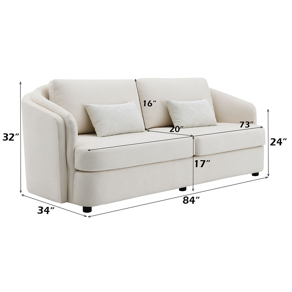 Mariko - Sofa With 2 Pillows - Beige Linen, beige, view 7