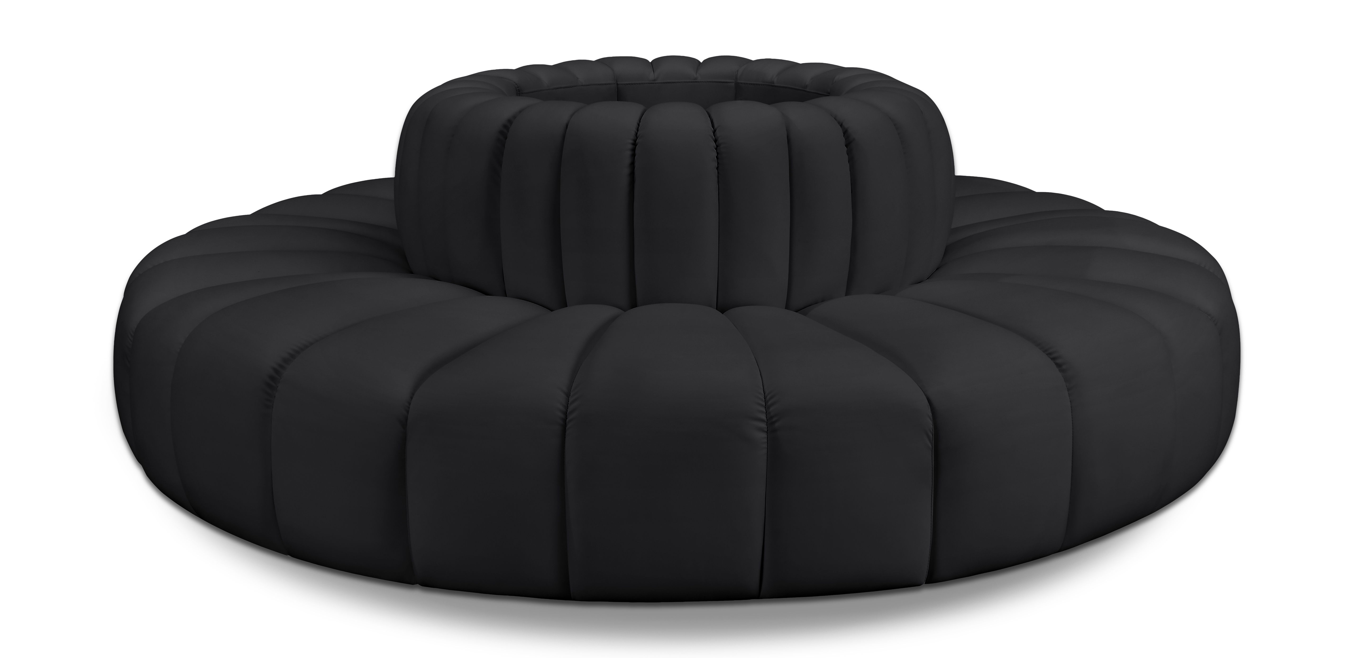 Arc - Faux Leather 8 Piece Round Modular Sofa - Black