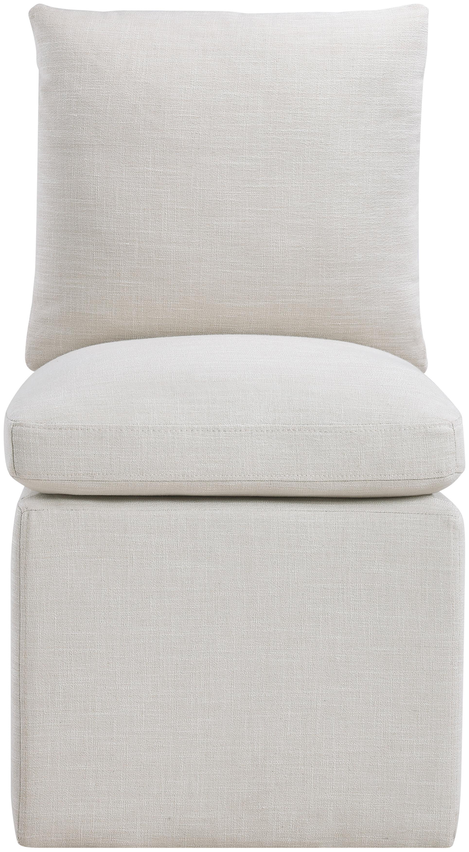 Nelori - Linen Textured Performance Fabric Upholstered Dining Chair (Set of 2) - Cream
