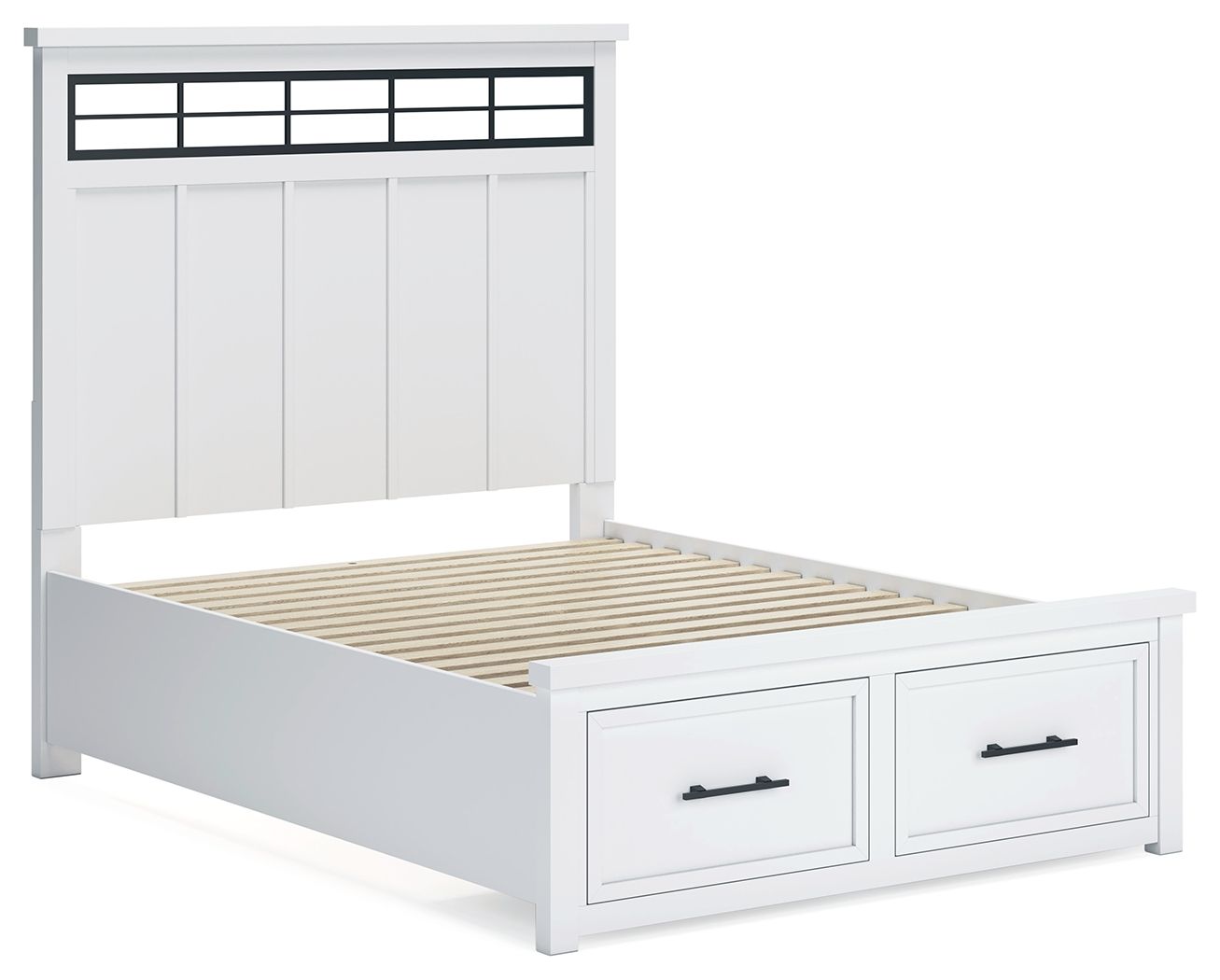Ashley Furniture Ashbryn - 5 Pc. - Dresser, Mirror, Queen Panel Storage Bed - White / Natural - Image 7
