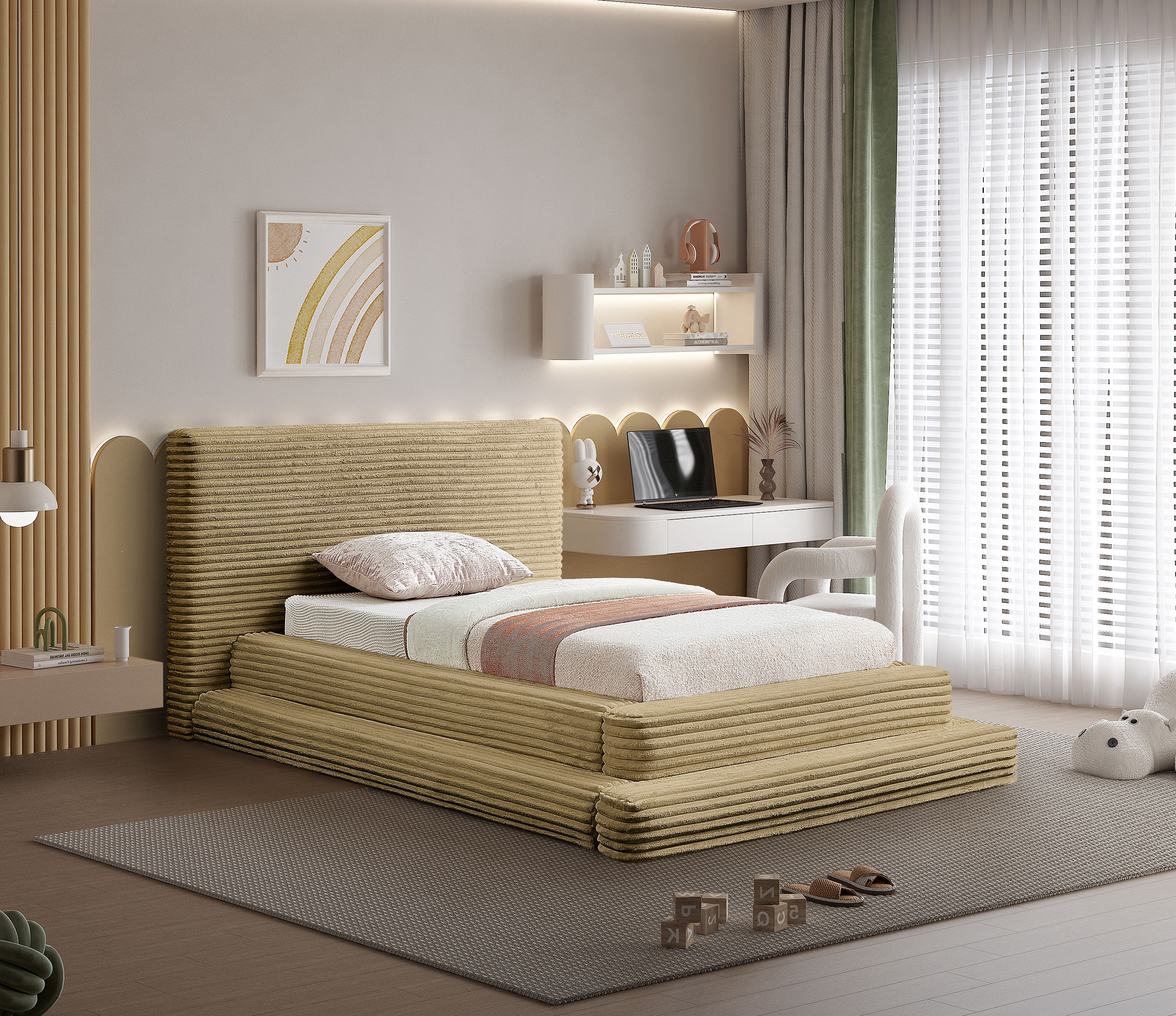 Drew - Twin Bed - Camel