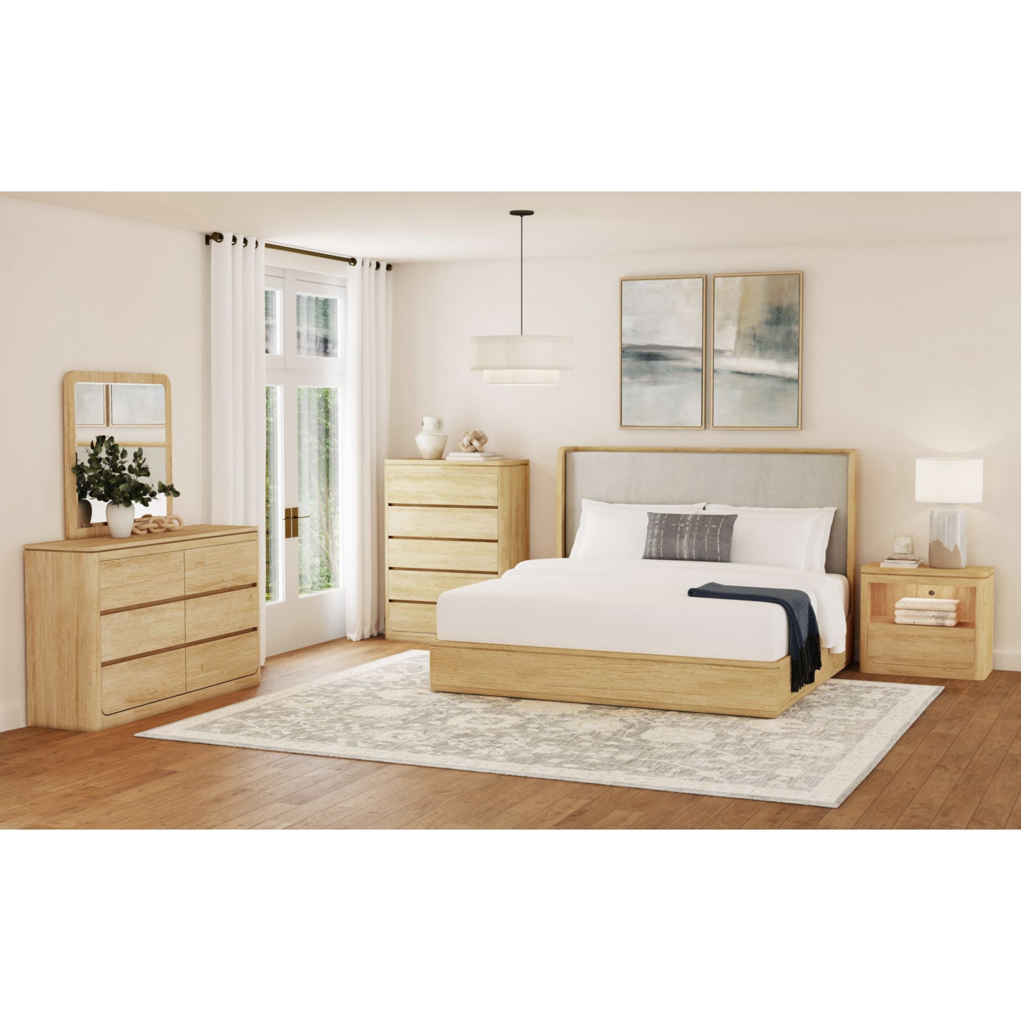 Rosalie - Queen Upholstered Bed - Natural