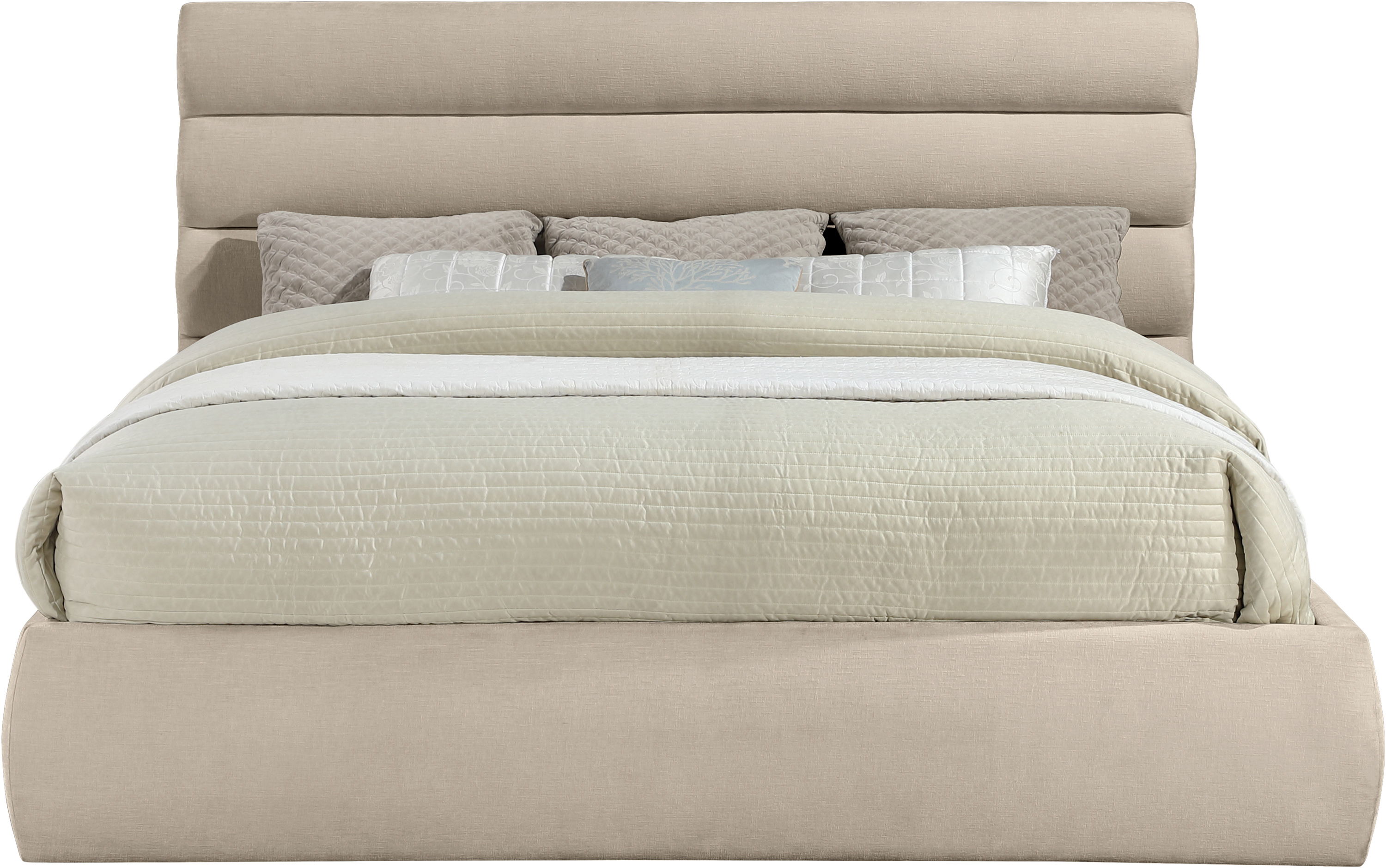 Adam - Chenille Fabric King Bed With 52" Headboard - Beige