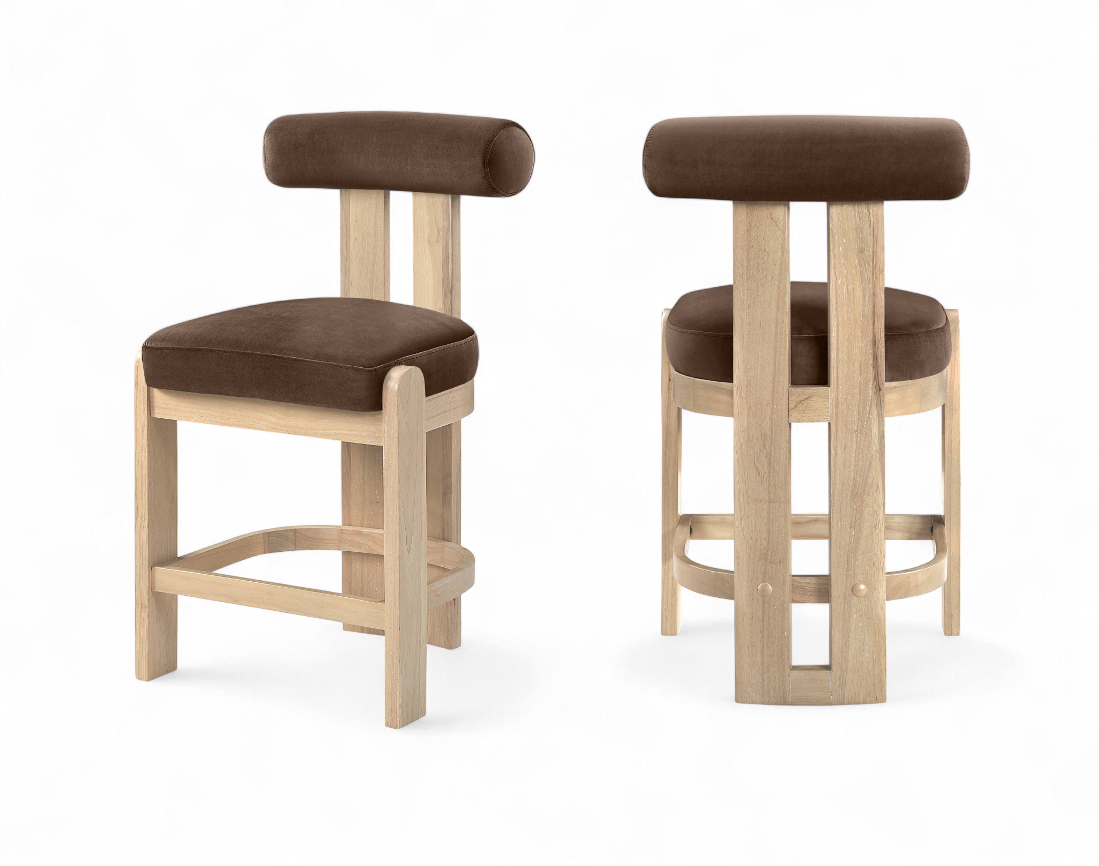 Arienzo - Velvet Performance Fabric Upholstered Counter Stool (Set of 2) - Brown