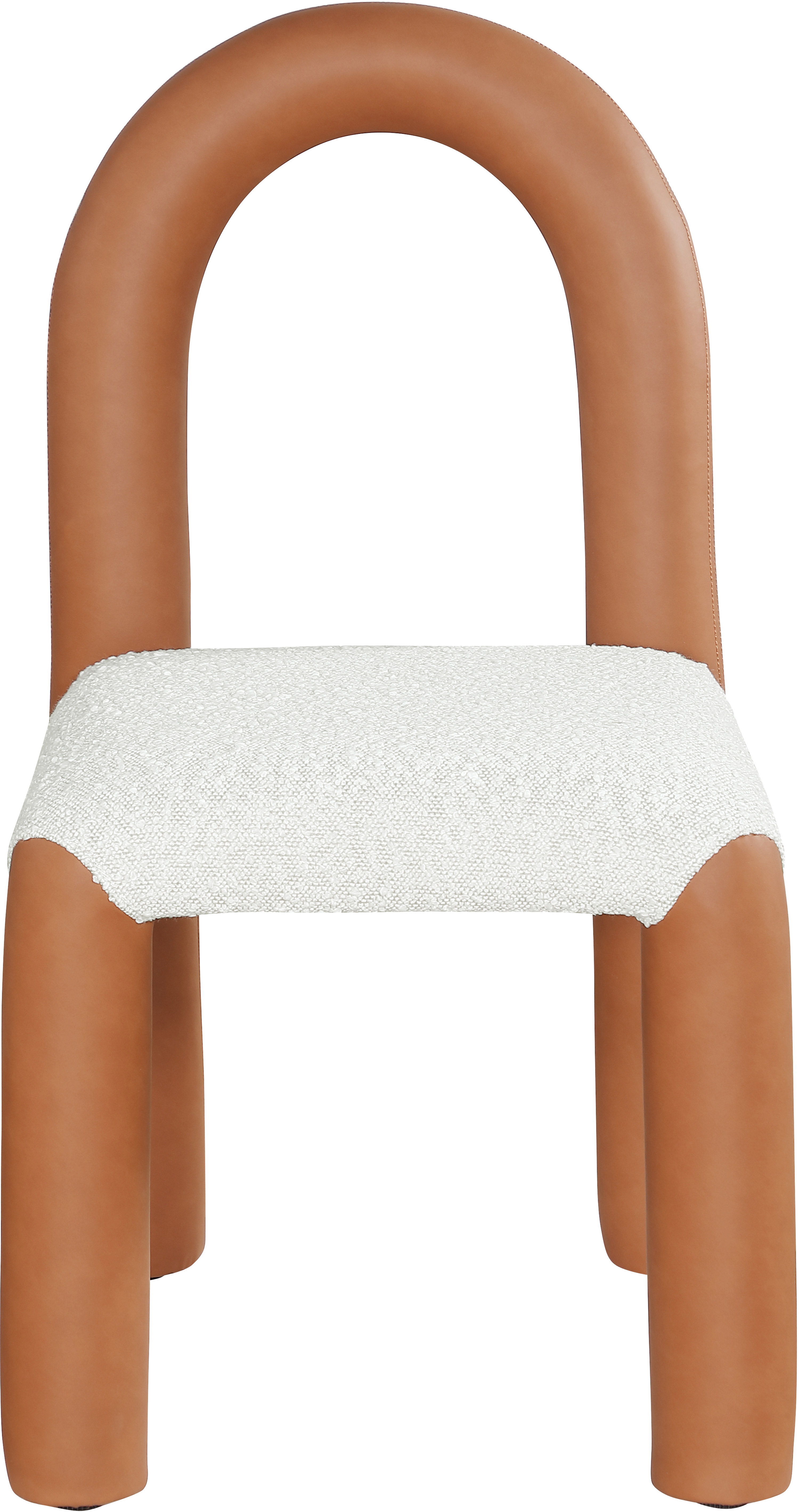 Amari - Vegan Leather and Boucle Fabric Dining Chair (Set of 2) - Cognac