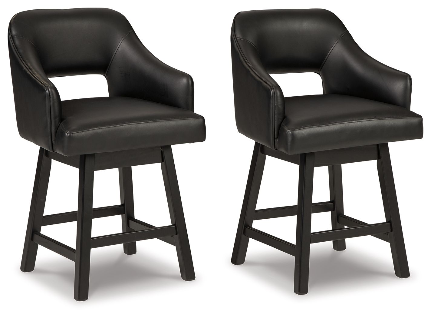 Tallenger - UPH Swivel Barstool (Set of 2) - Black / Dark Brown