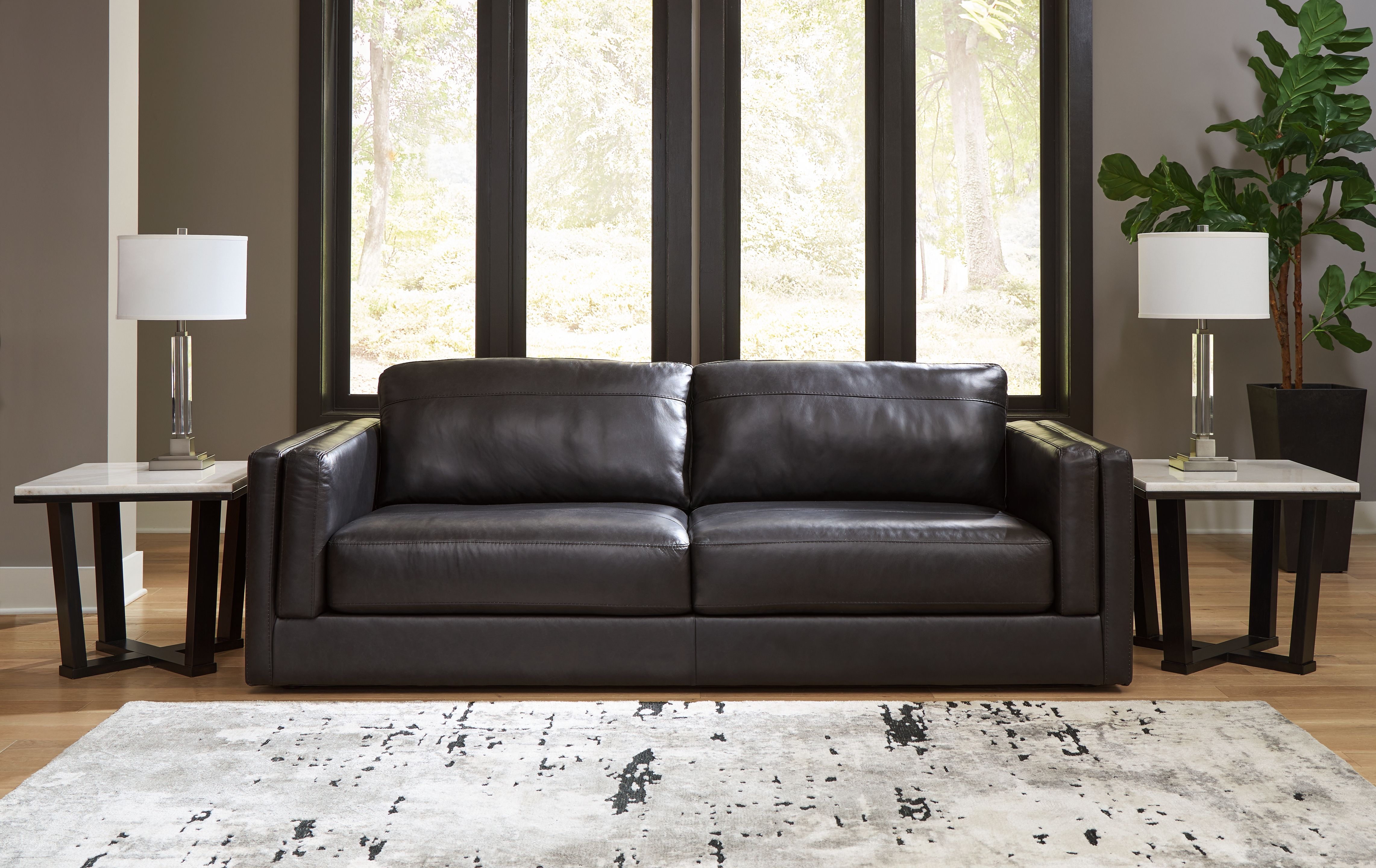 Ashley Furniture Amiata - 4 Pc. - Sofa, Loveseat, Chair And A Half, Ottoman - Onyx - Image 3