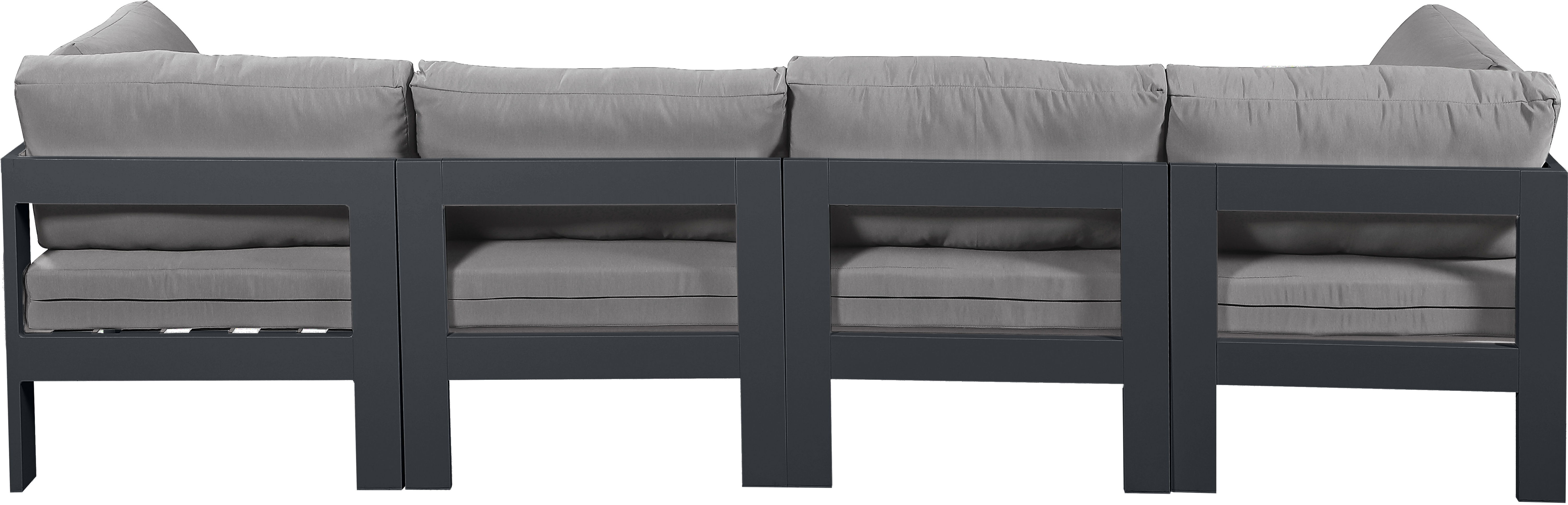 Nizuc - Outdoor Patio 4 Piece Modular Sofa With Gray Frame - Gray