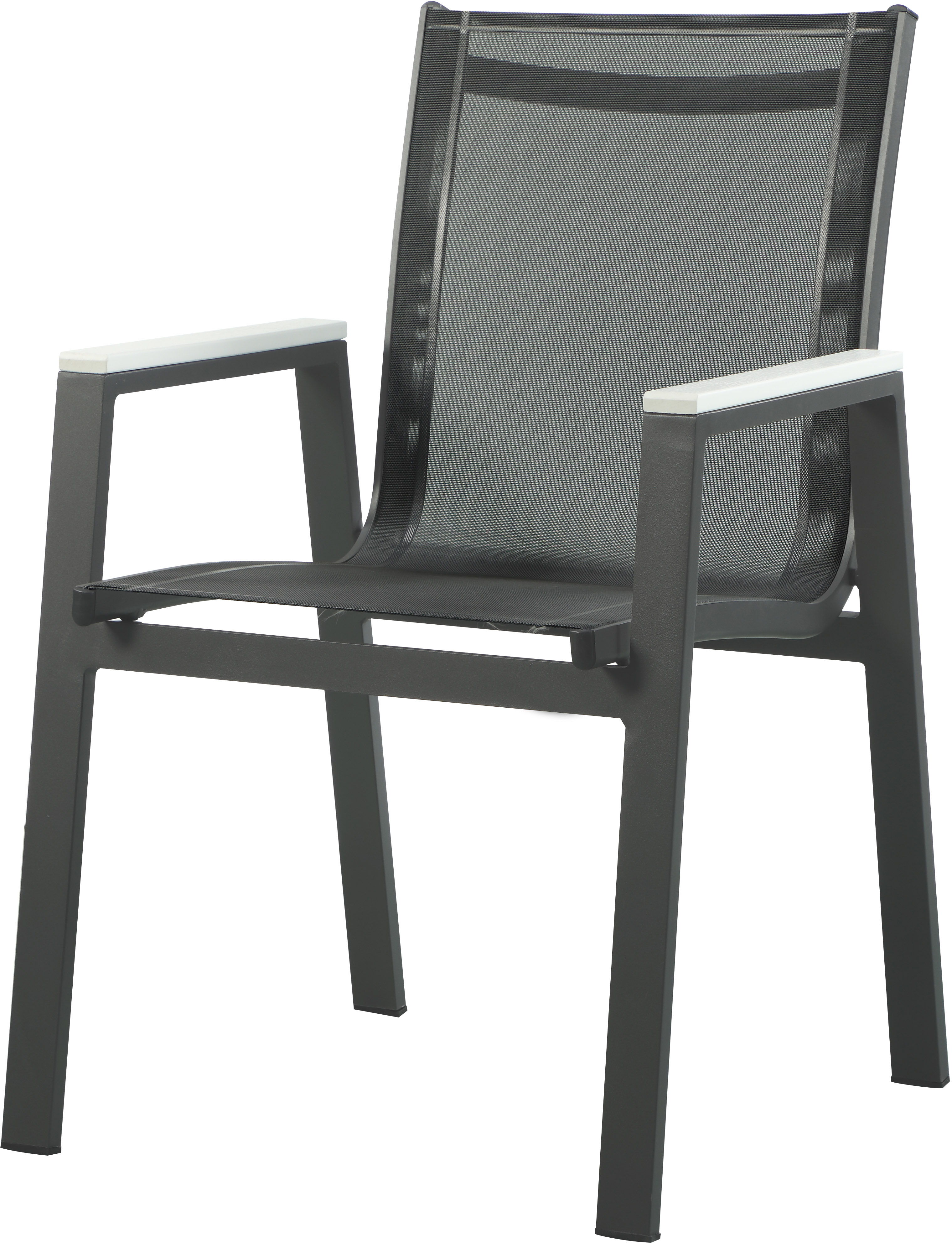 Nizuc - Outdoor Patio Dining Arm Chair With Gray Frame (Set of 2) - Black