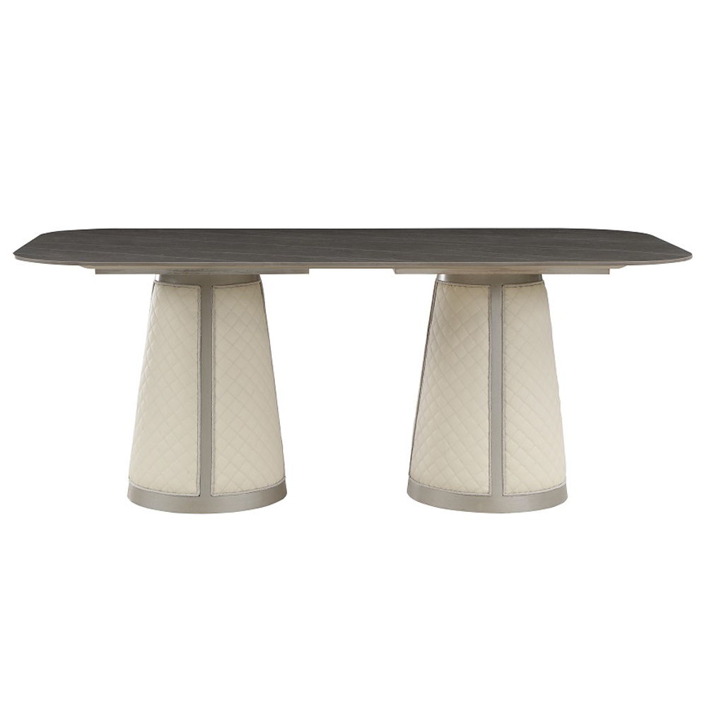 Kasa - Dining Table - Sintered Stone Top & Champagne, white, view 7