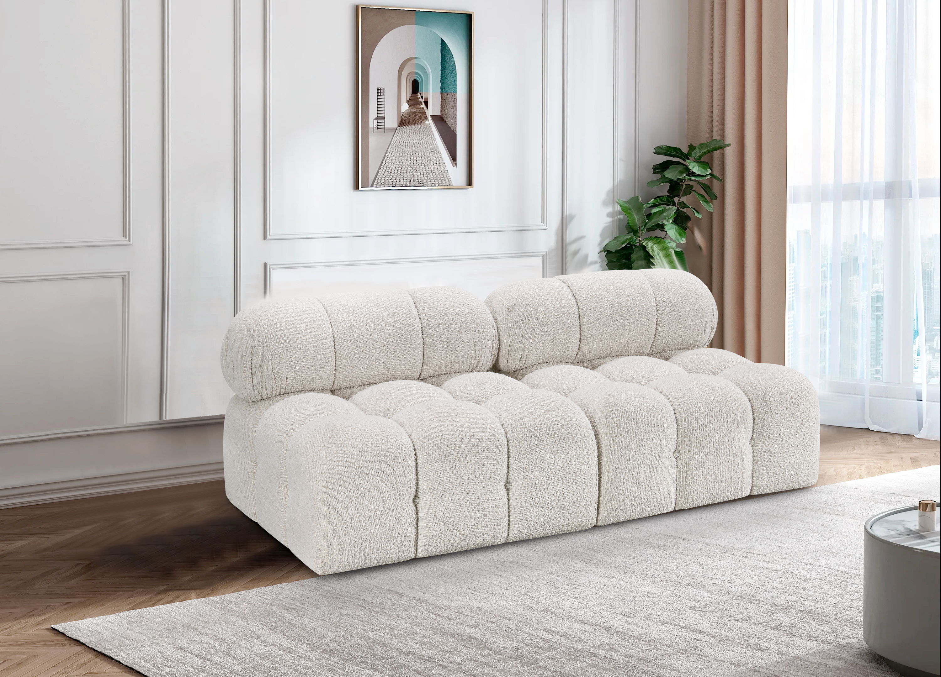 Ames - 2 Piece Modular Armless Sofa - Cream