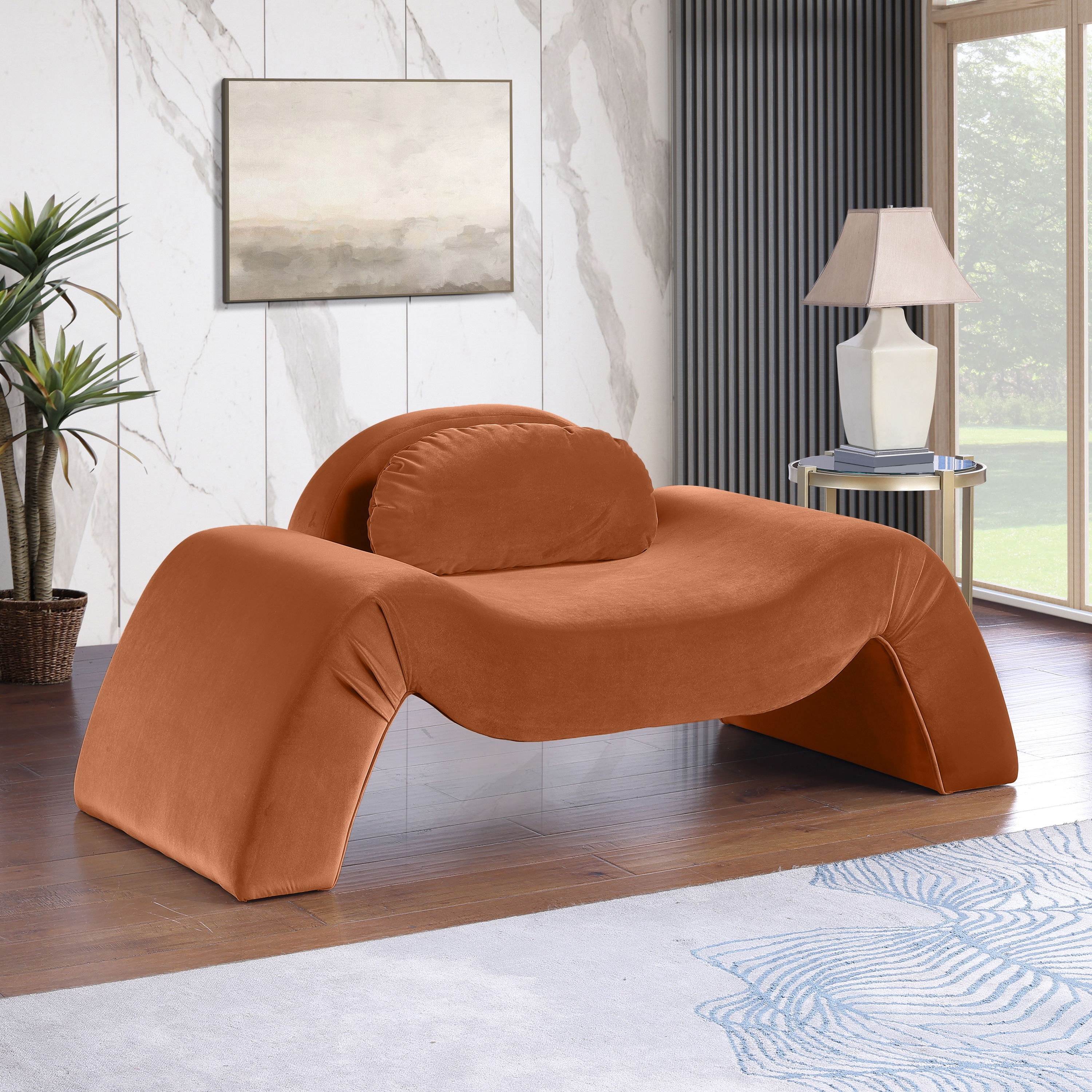 Austin - Velvet Accent Chair - Cognac