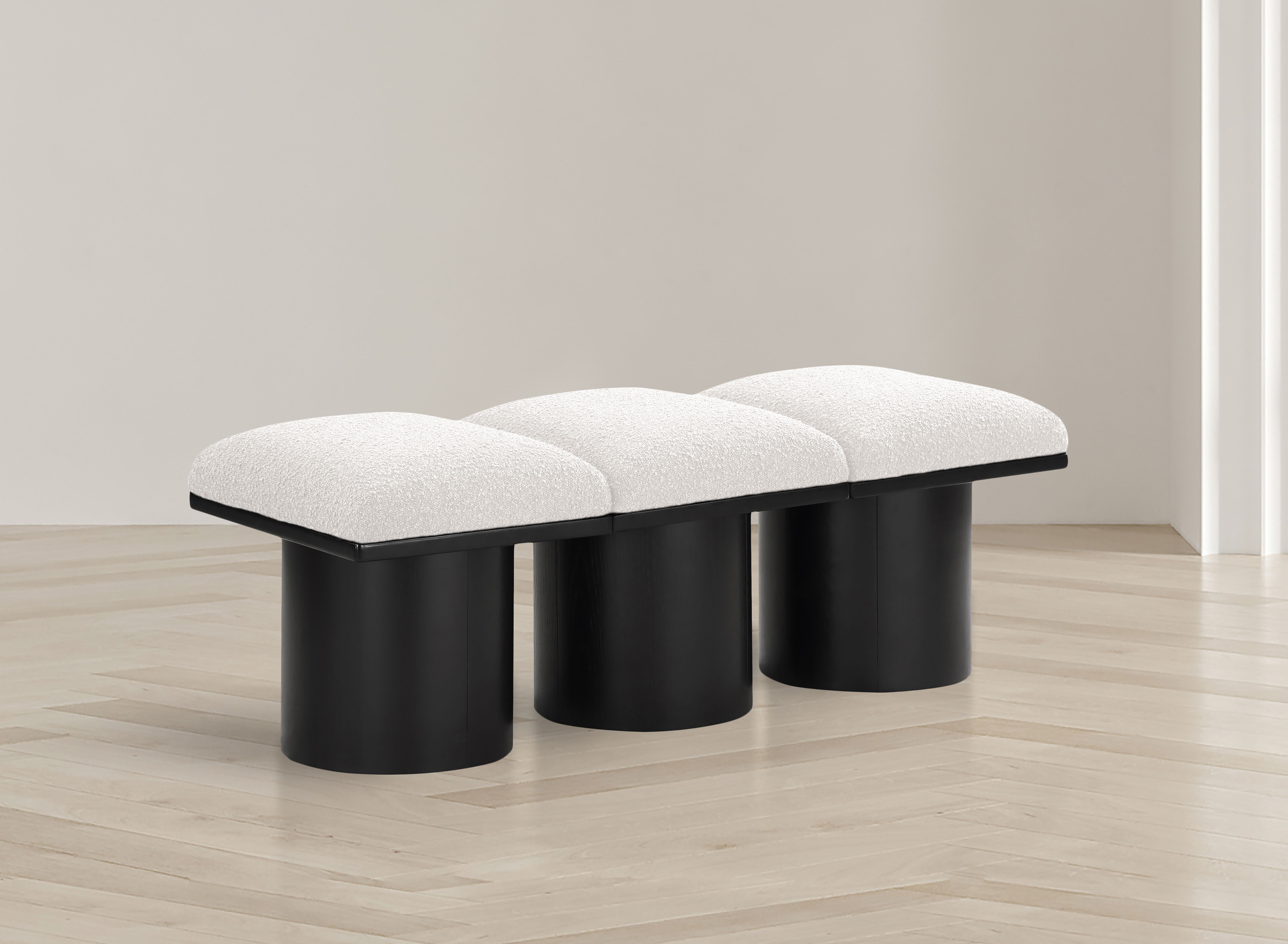 Pavilion - 46.5" 3 Piece Modular Bench With Black Base - Cream